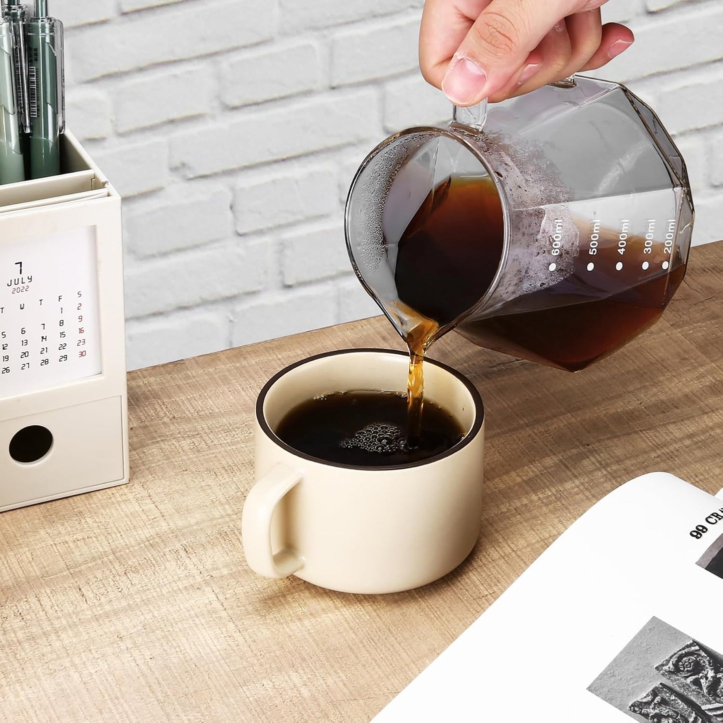Pour Over Kaffeebereiter mit Papierfiltern, 600 ml(transparent)