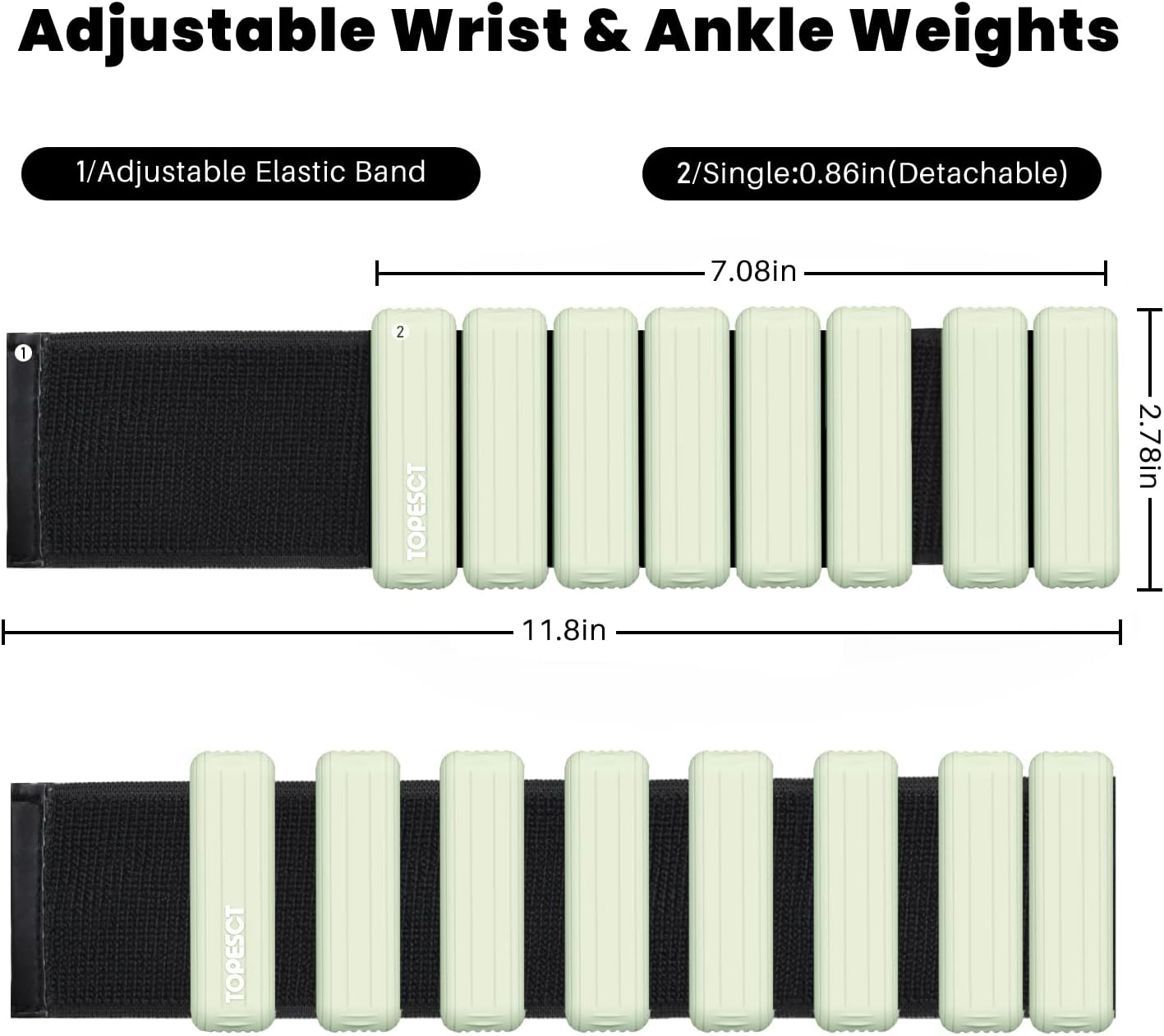 Verstellbare Handgelenk- und Knöchelgewichte, 2er-Set je 0,5 kg, 2lb/each Olivgrün