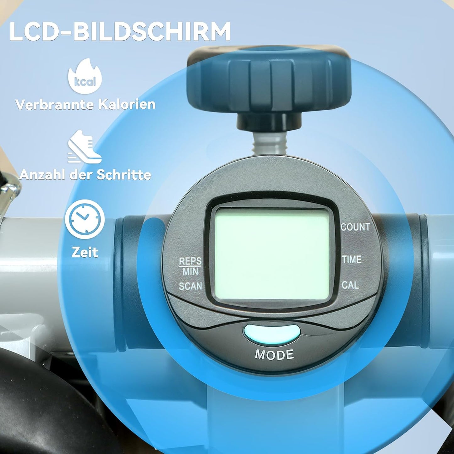 Mini-Stepper mit Power Ropes und LCD-Display