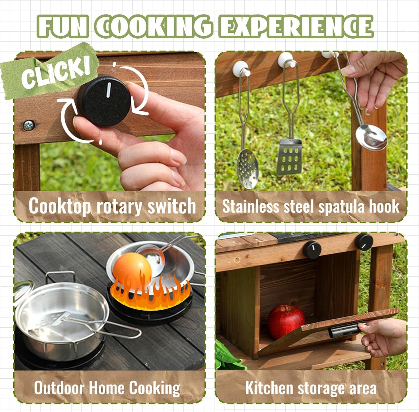 Outdoor-Matschküche mit Rädern und Zubehör