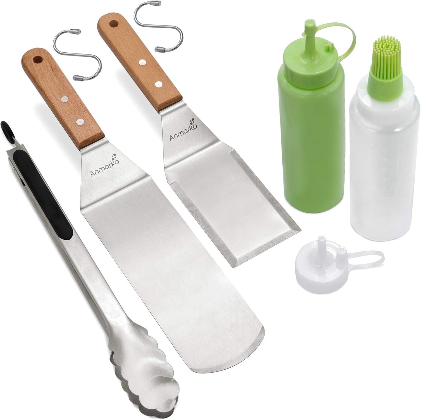 Grillwender-Set, Wooden Handle Set + Tongs And Bottles