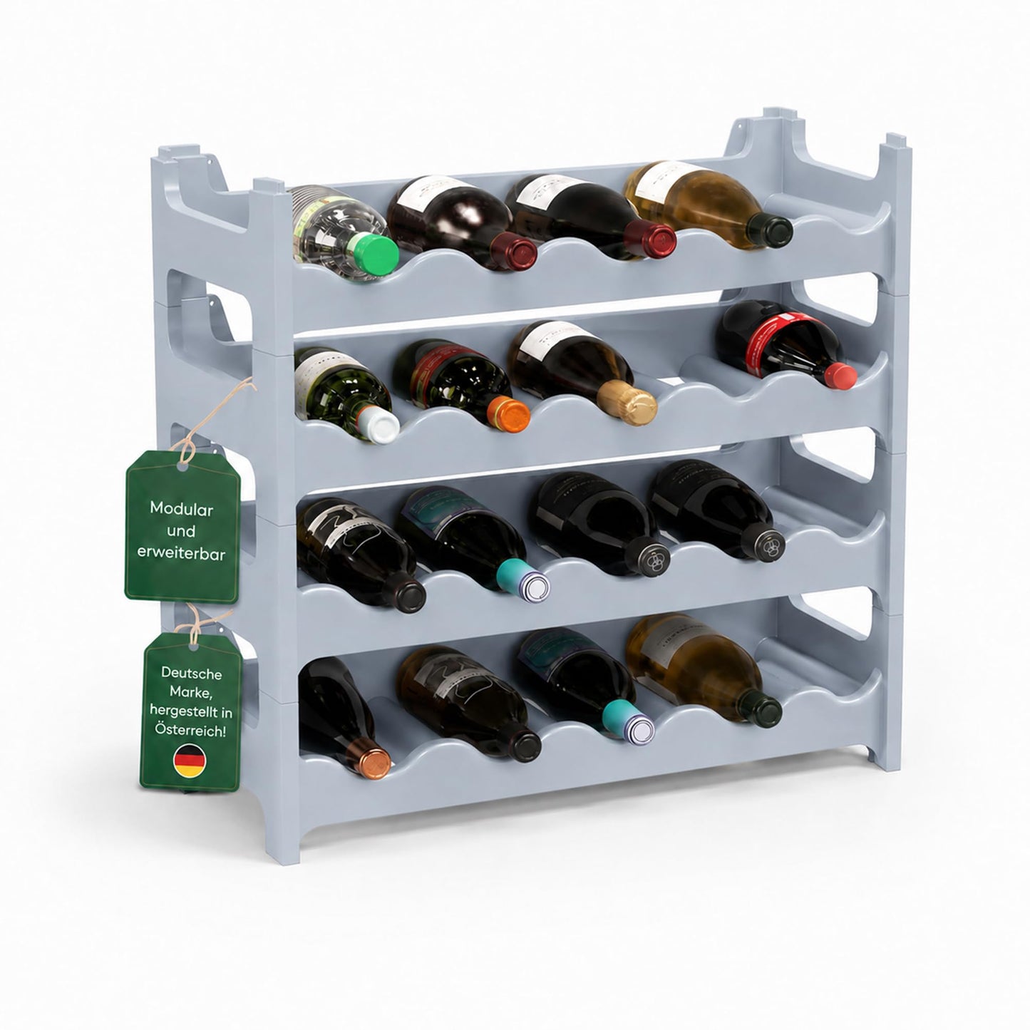 Weinregal stapelbar, Betongrau 24 Flaschen