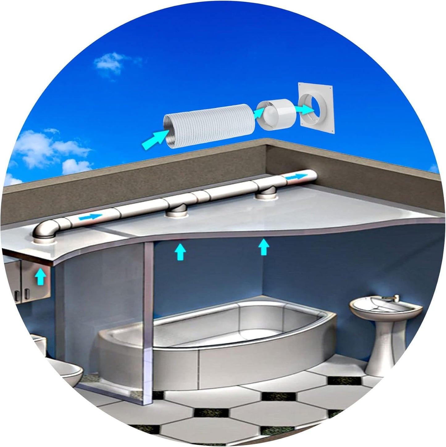 Rohrventilator, Ø 150mm Weiss Ohne Timer