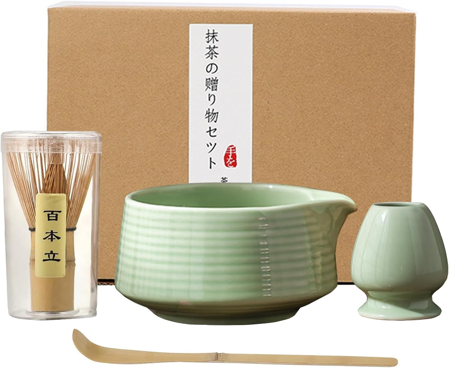4-teiliges Matcha-Teezeremonie-Set, Mintgrün