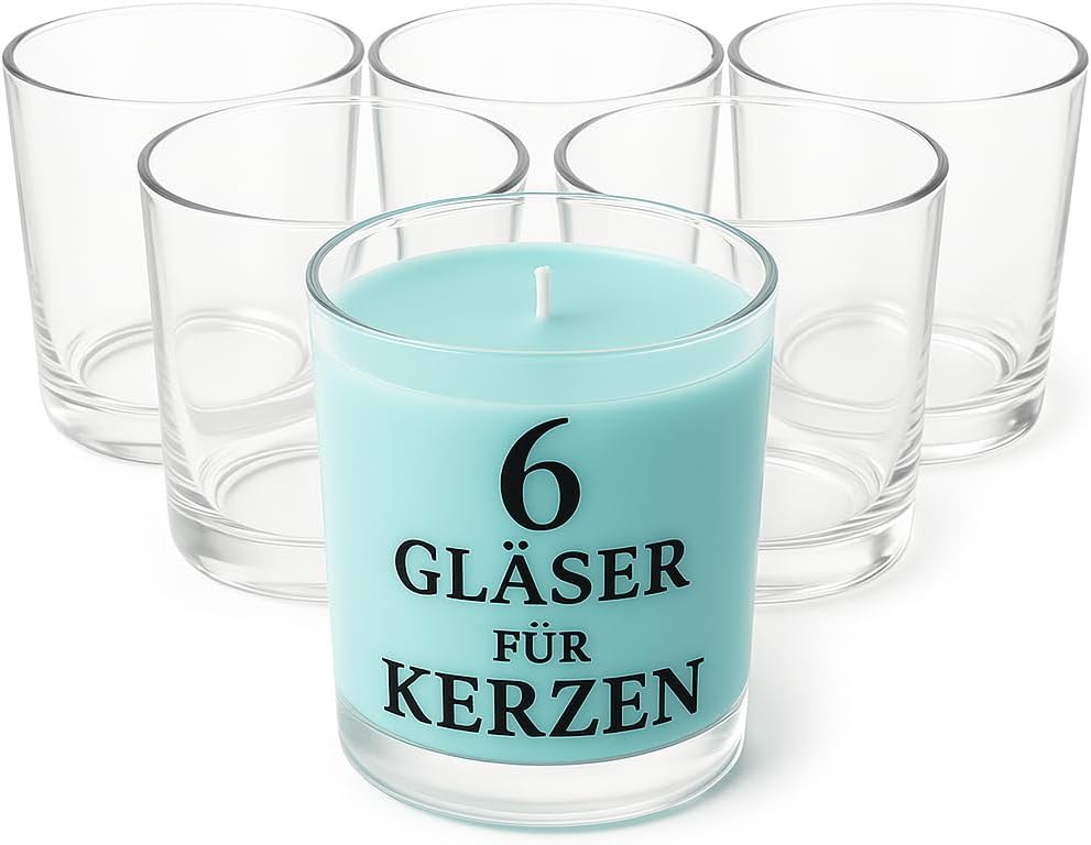 6-teiliges Kerzengläser-Set, 500 ml für DIY-Kerzen, 500 ml