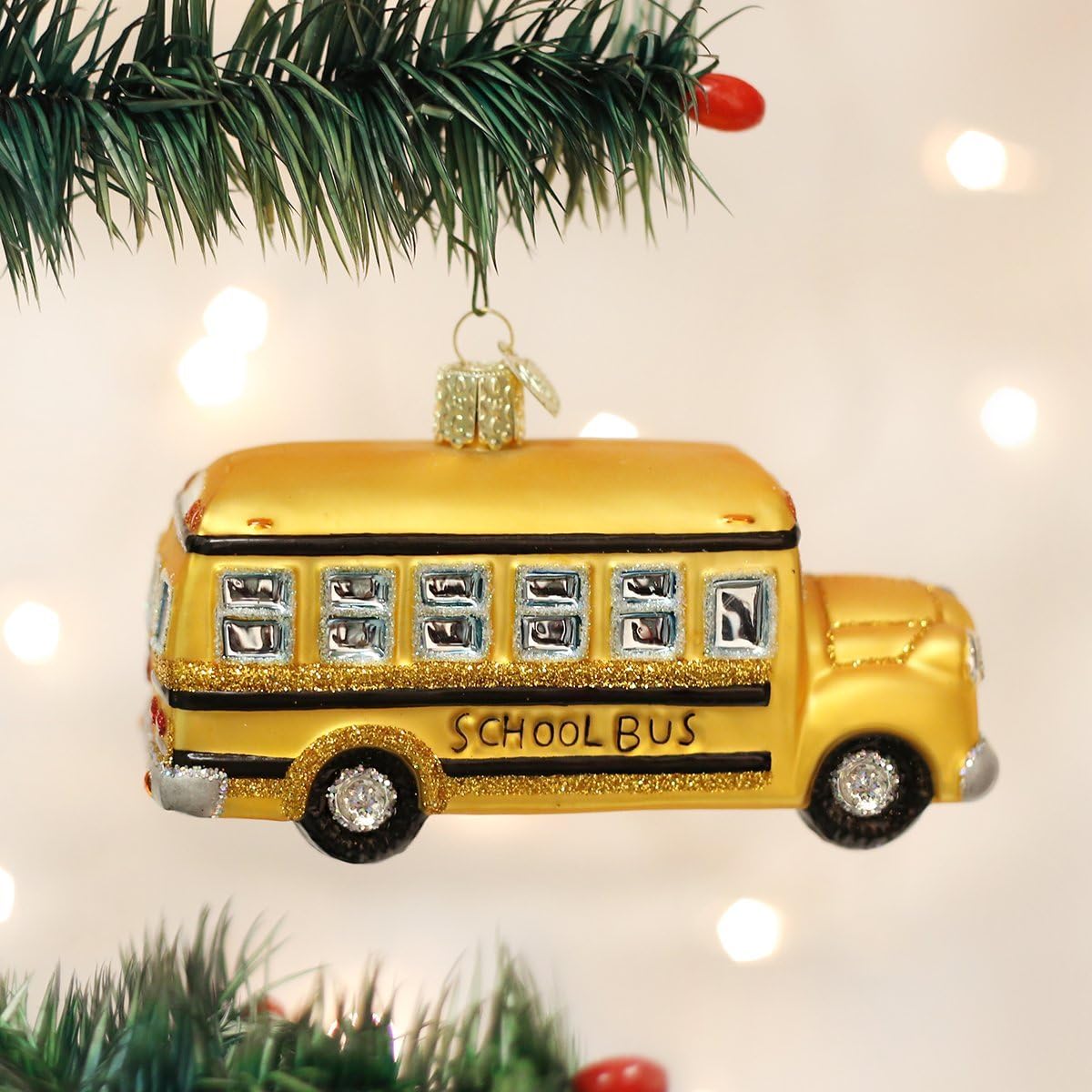 Schulbus Glas-Ornament, Schulbus