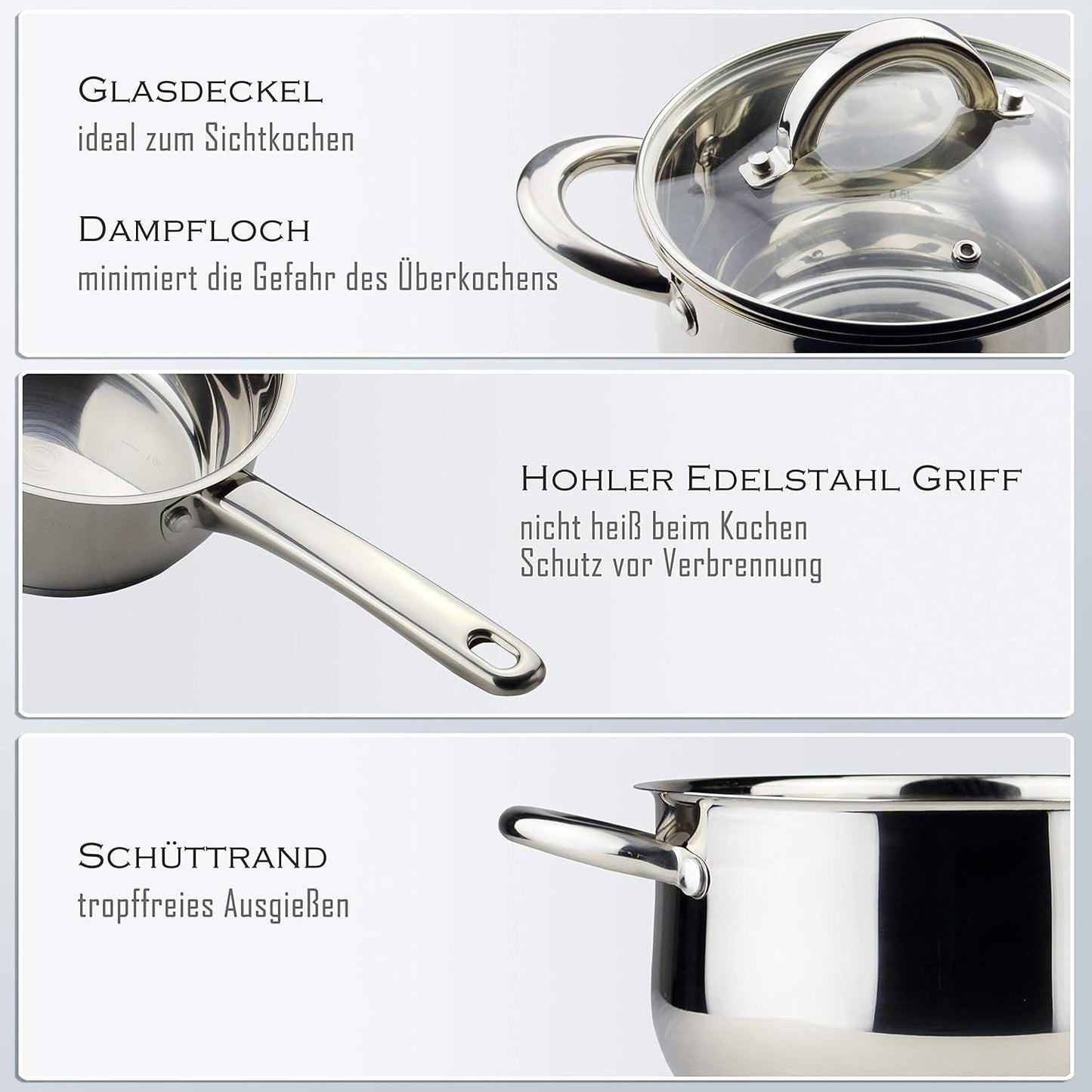 Topfset Induktion aus Edelstahl (7-teilig), 7tlg. Set