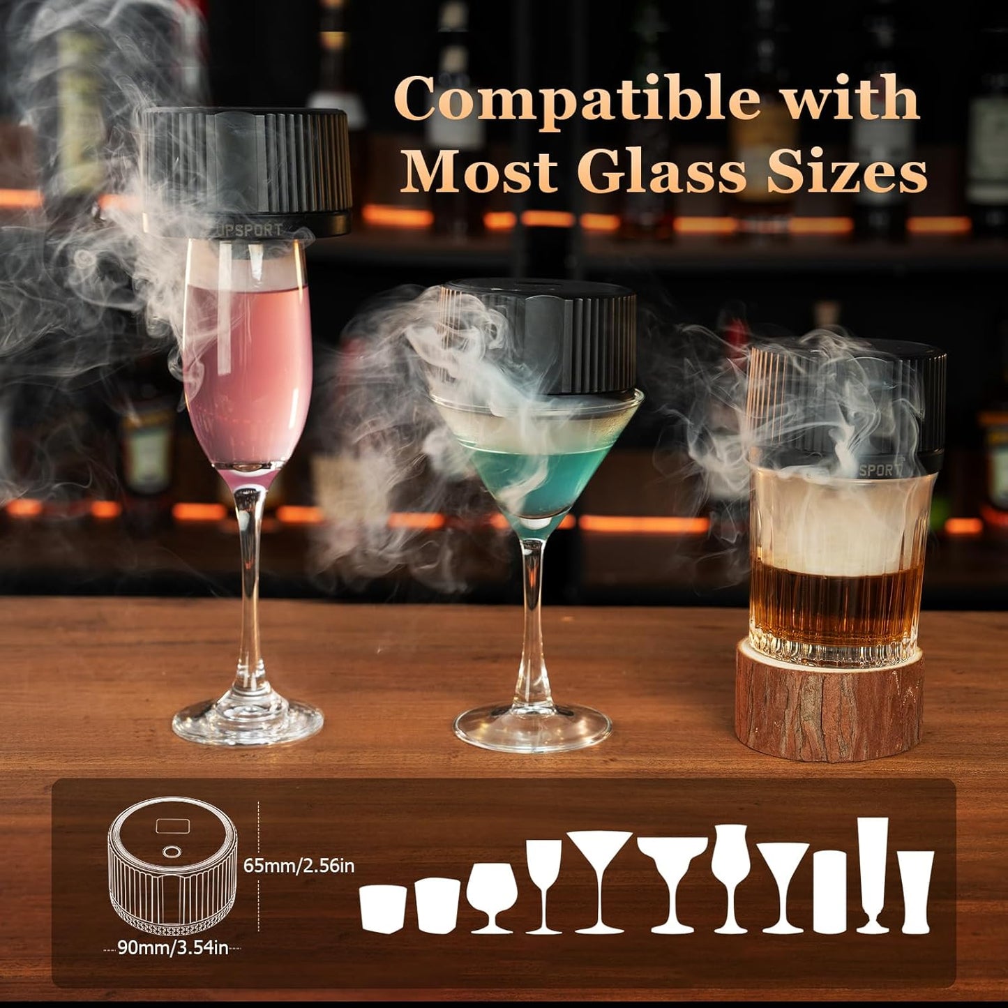 Elektrisches Cocktail-Smoker-Set mit 4 Lichtmodi