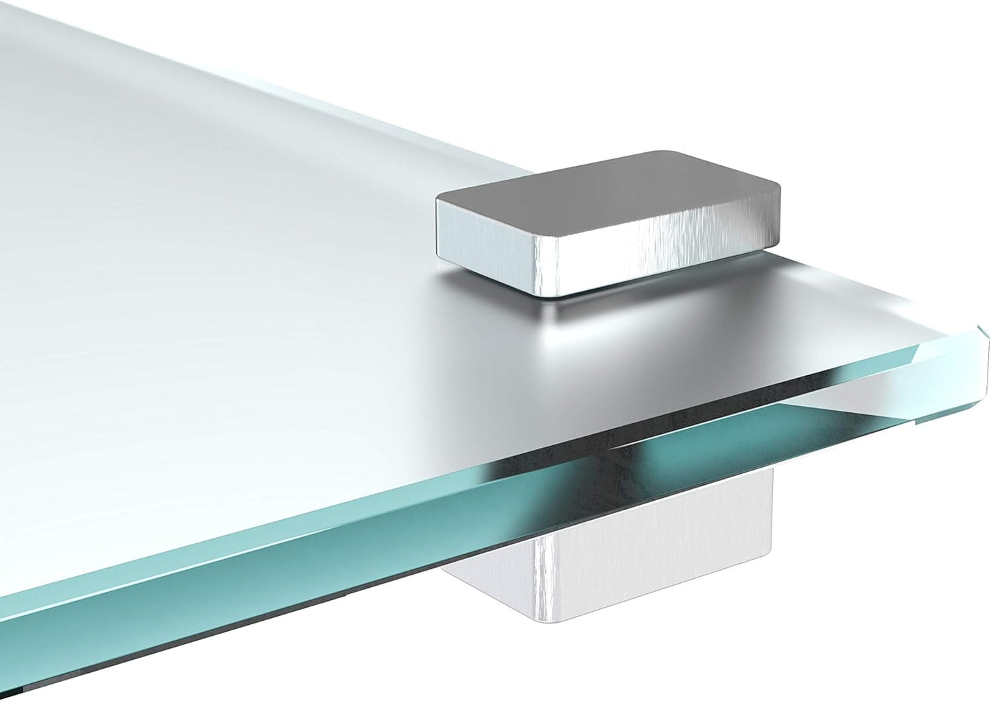 Glasregal Wandablage 8mm Hartglas, 60x15 cm, 60x15cm Mattglas + Halterung H - Edelstahl Optik