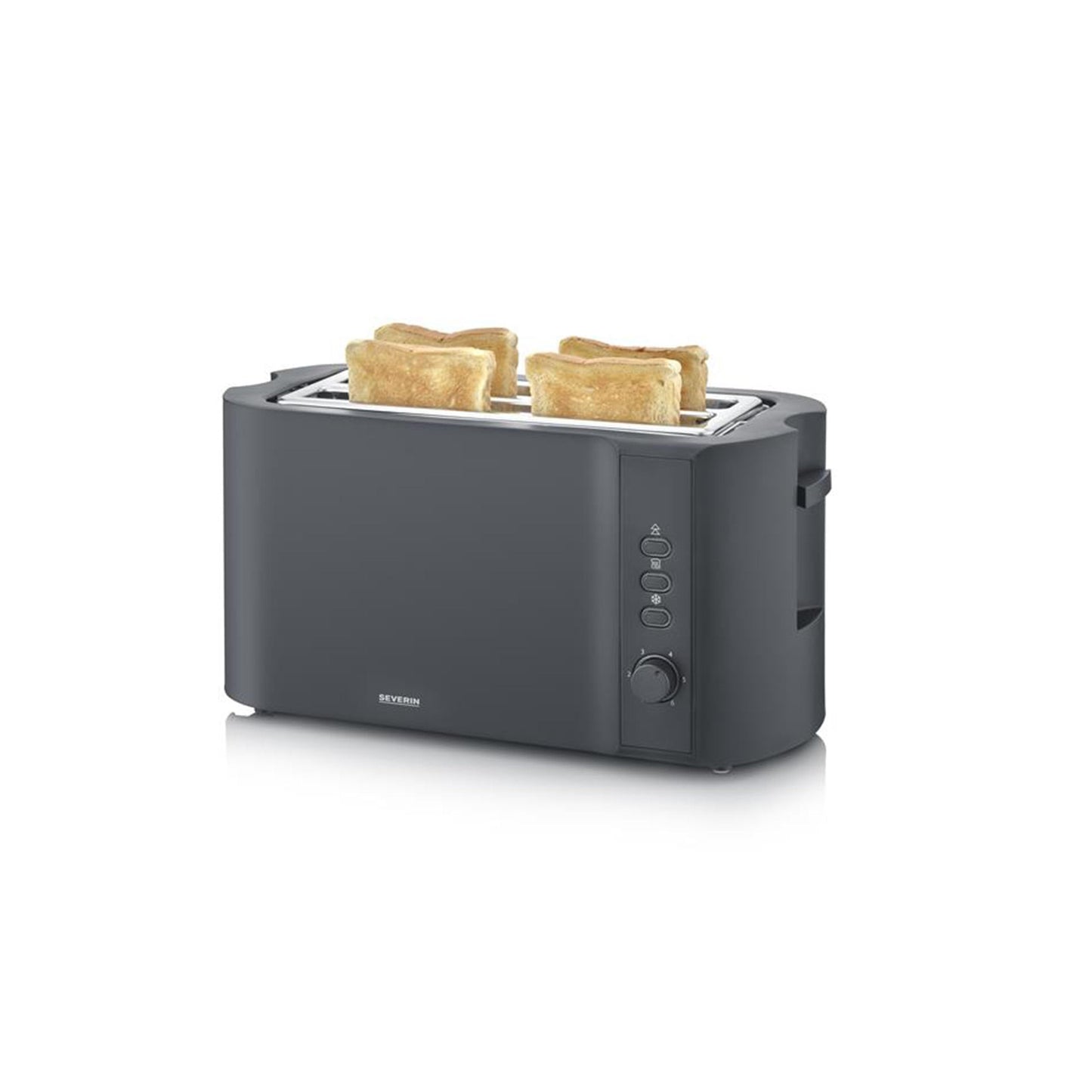 Langschlitz-Toaster für 4 Scheiben, Mattschwarz