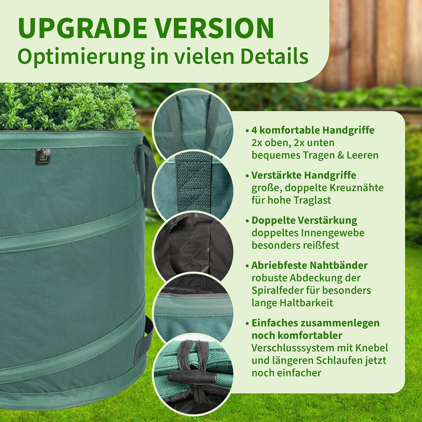 2-teiliges Pop-up Gartensack-Set, 85L Premium 2x
