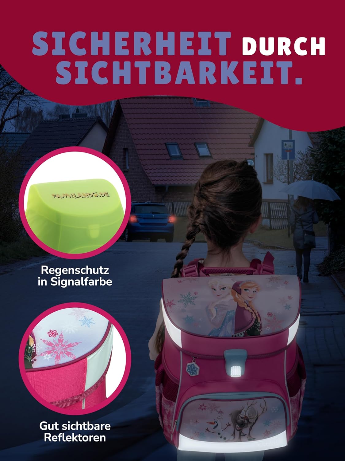 10-teiliges Scooli Campus Fit Schulranzen-Set, Disney Frozen Rosa / 10-teilig mit Schultüte