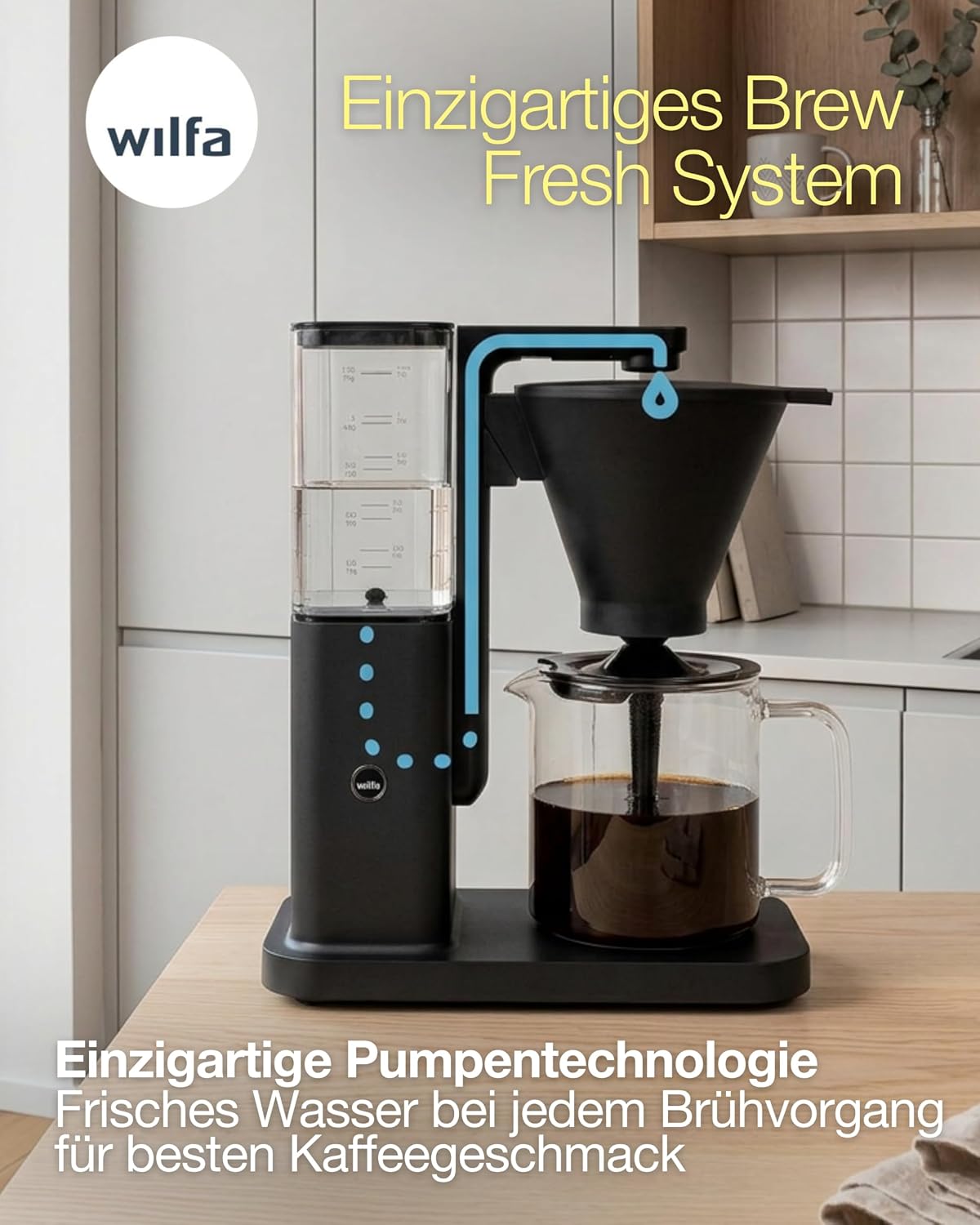 Zense Filterkaffeemaschine mit Brewfresh Technologie, Manuell Kunststoff Schwarz