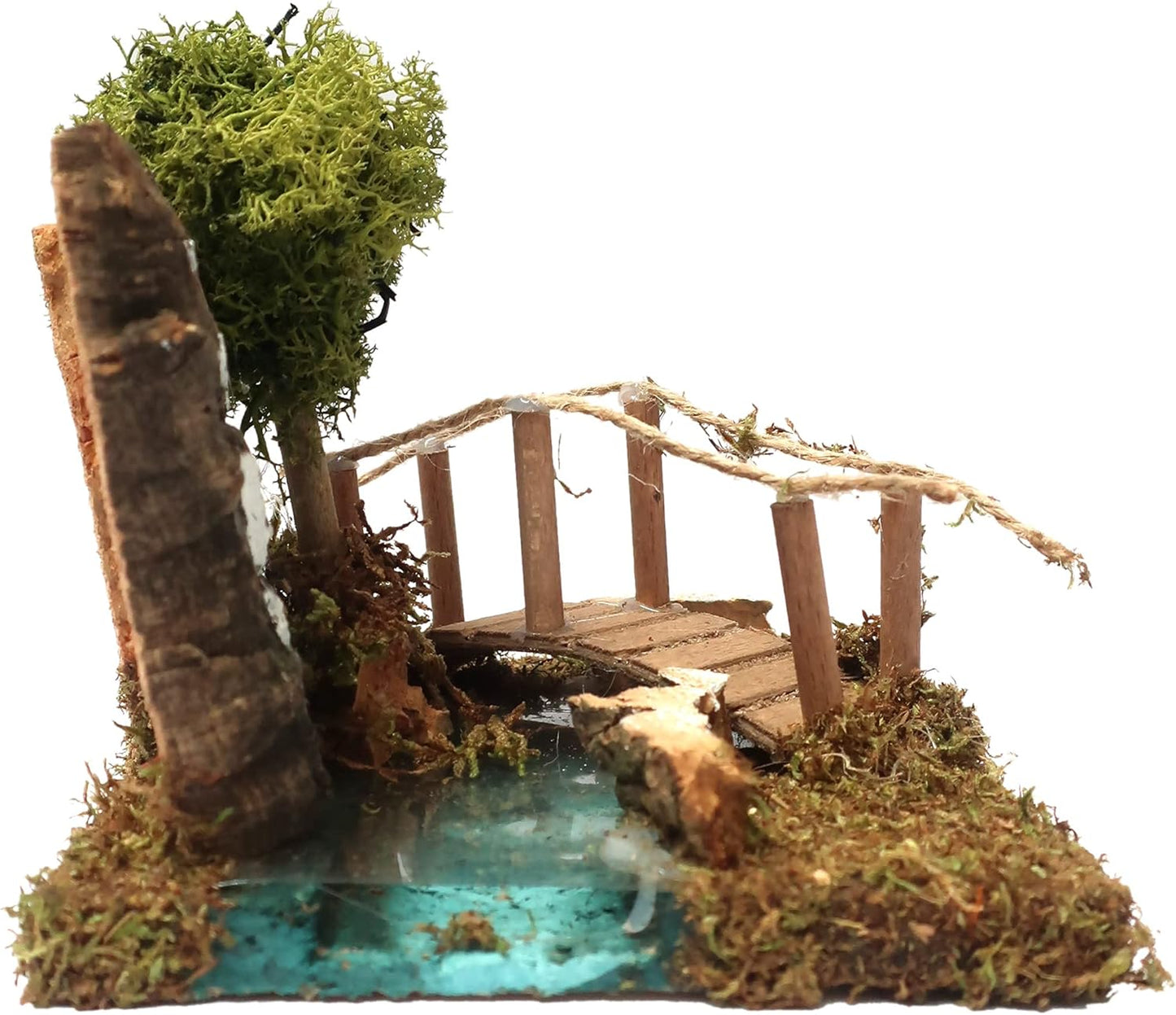 Krippenzubehör Kurve mit Baum und kleiner Brücke
