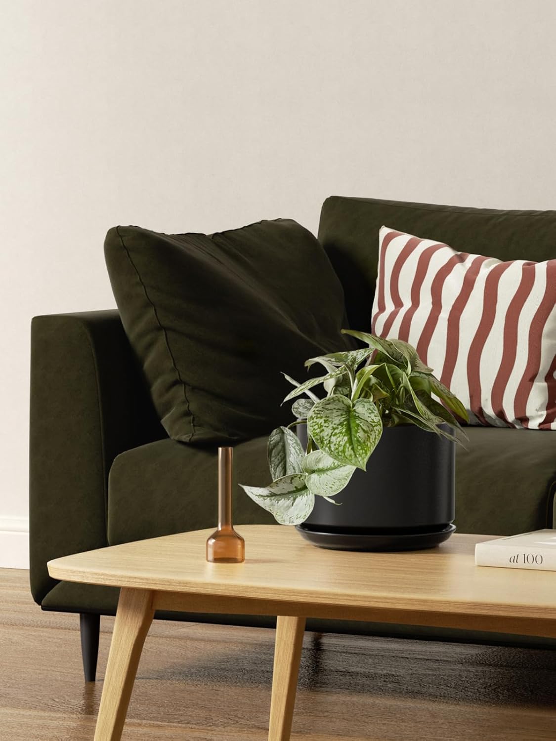 Keramik Blumentopf-Set mit Untersetzer, Schwarz