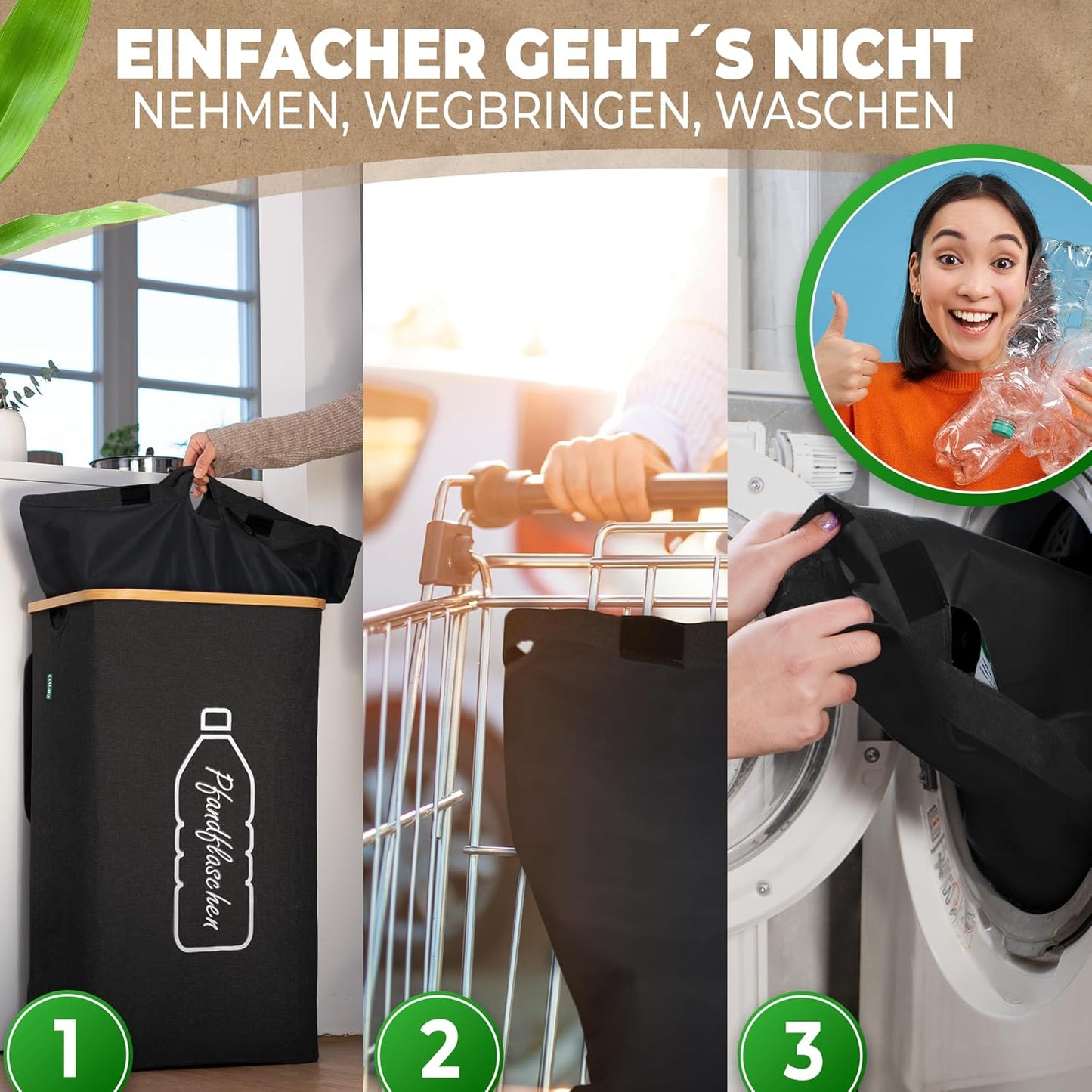 Pfandflaschen-Sammelbehälter, Schwarz