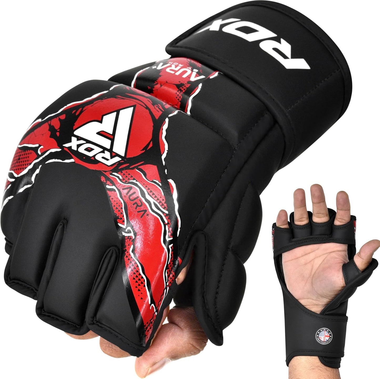 MMA Sparring- und Trainingshandschuhe aus Leder, Black/Red L