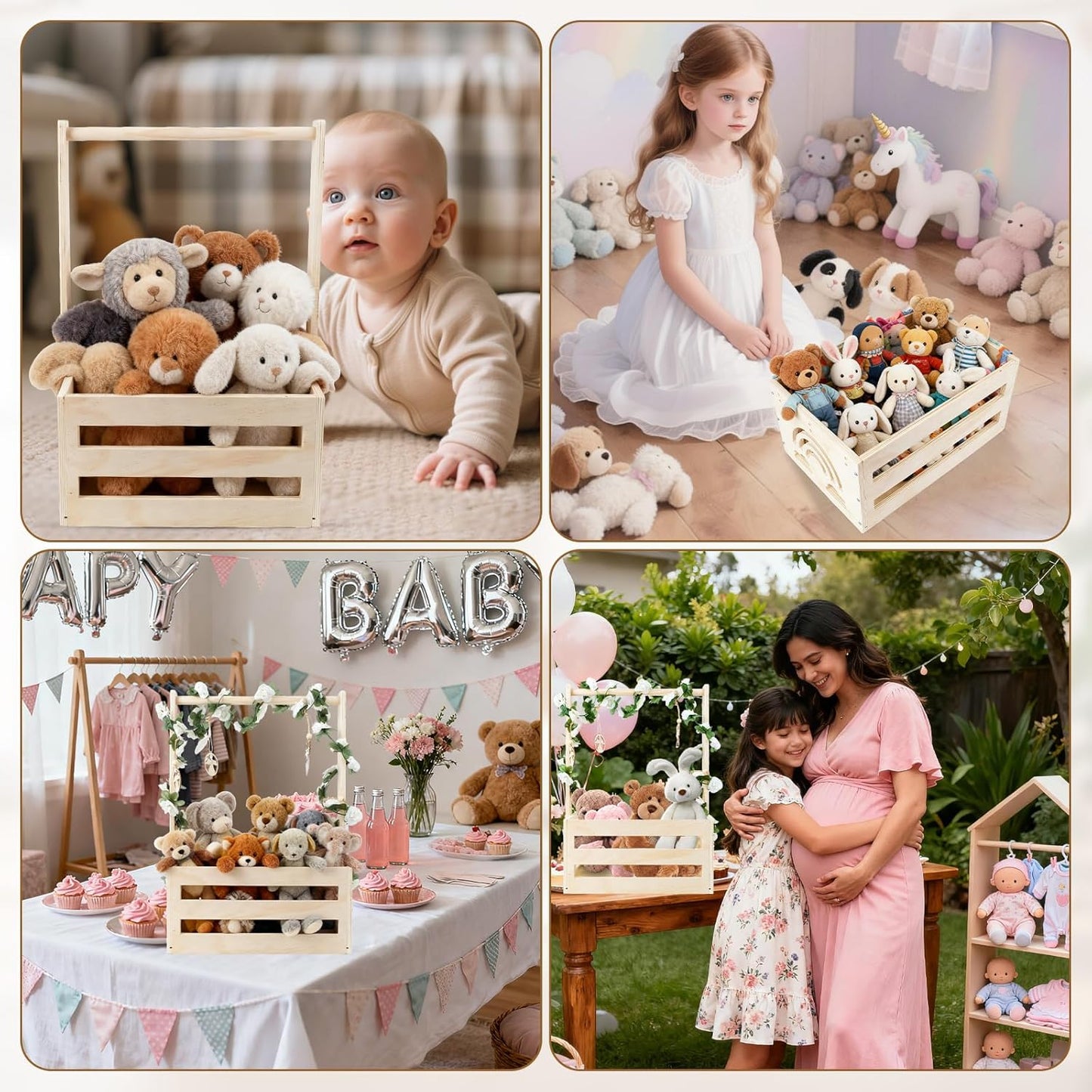 Baby Geschenk-Holzkorb