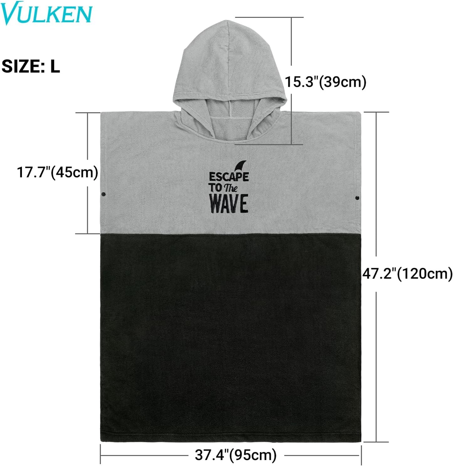Badeponcho mit Kapuze, Grey Black