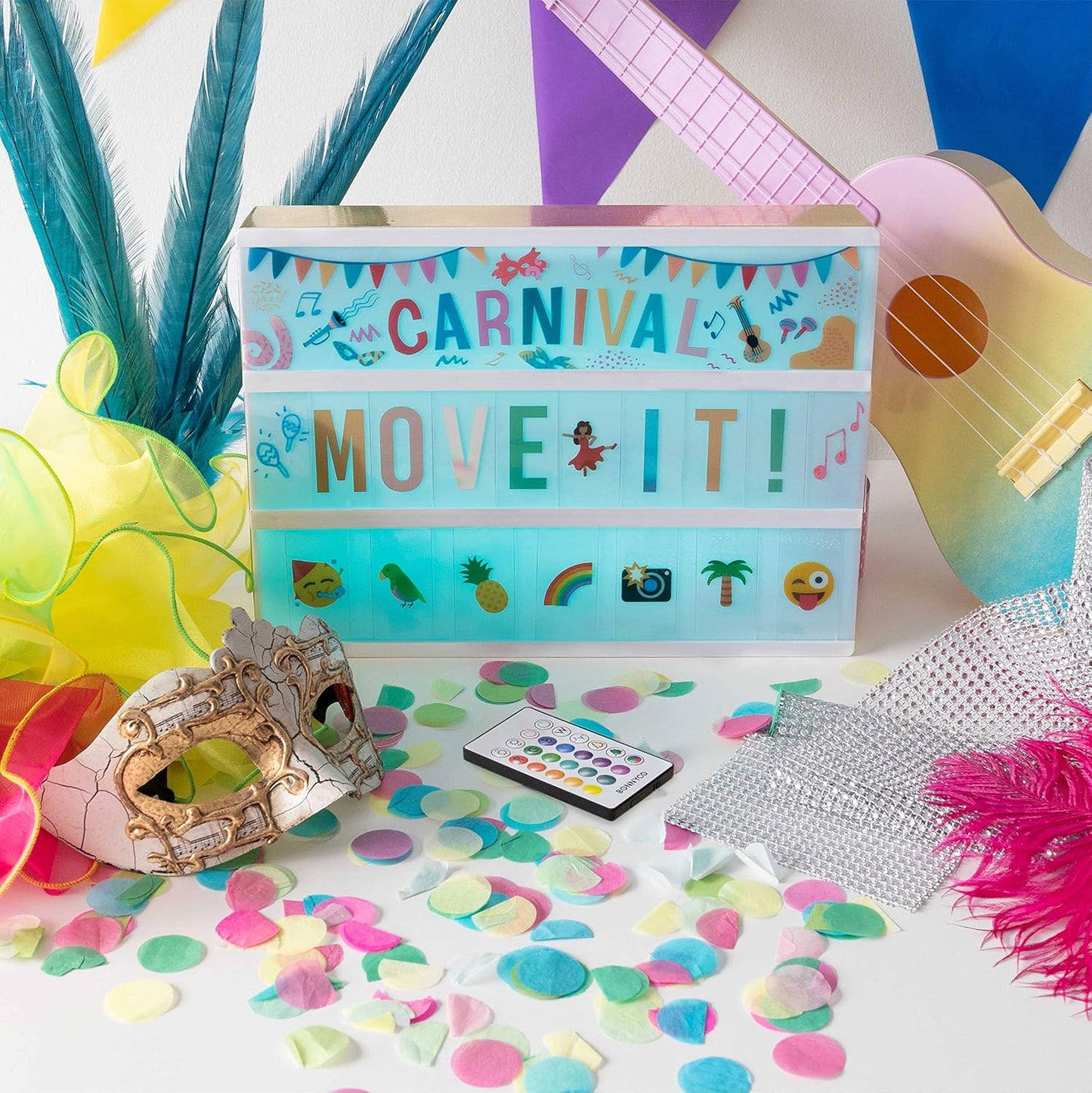 Light Box Shiny Gold A4 mit Buchstaben und Emojis, Gold