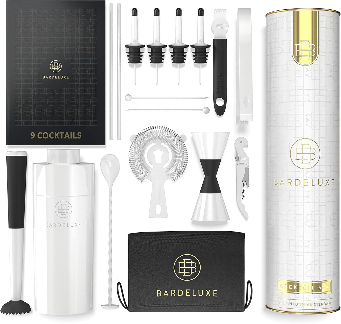 12-teiliges Cocktailshaker-Set, Weiss