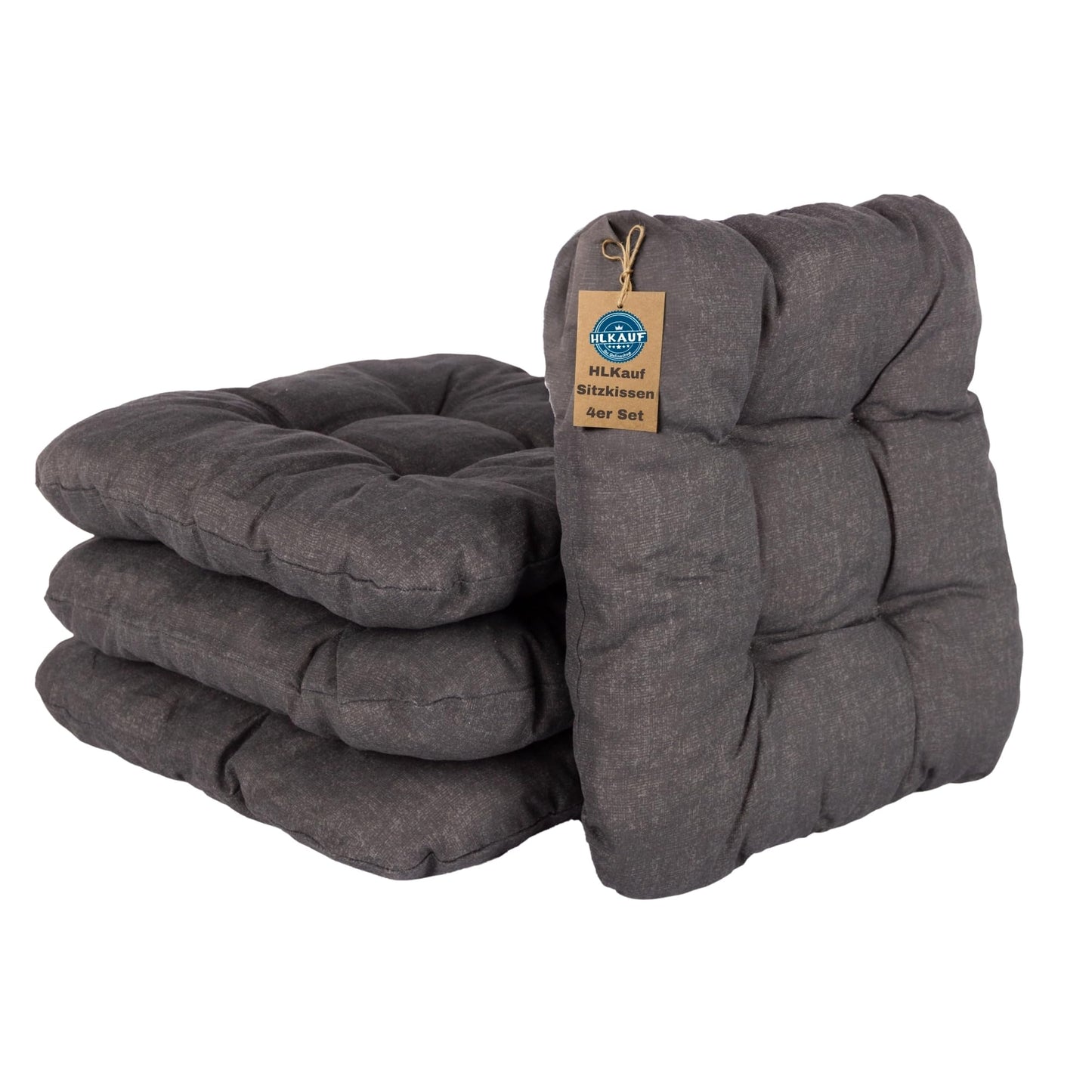 4-teiliges Sitzkissen-Set, Anthrazit 4er-Set