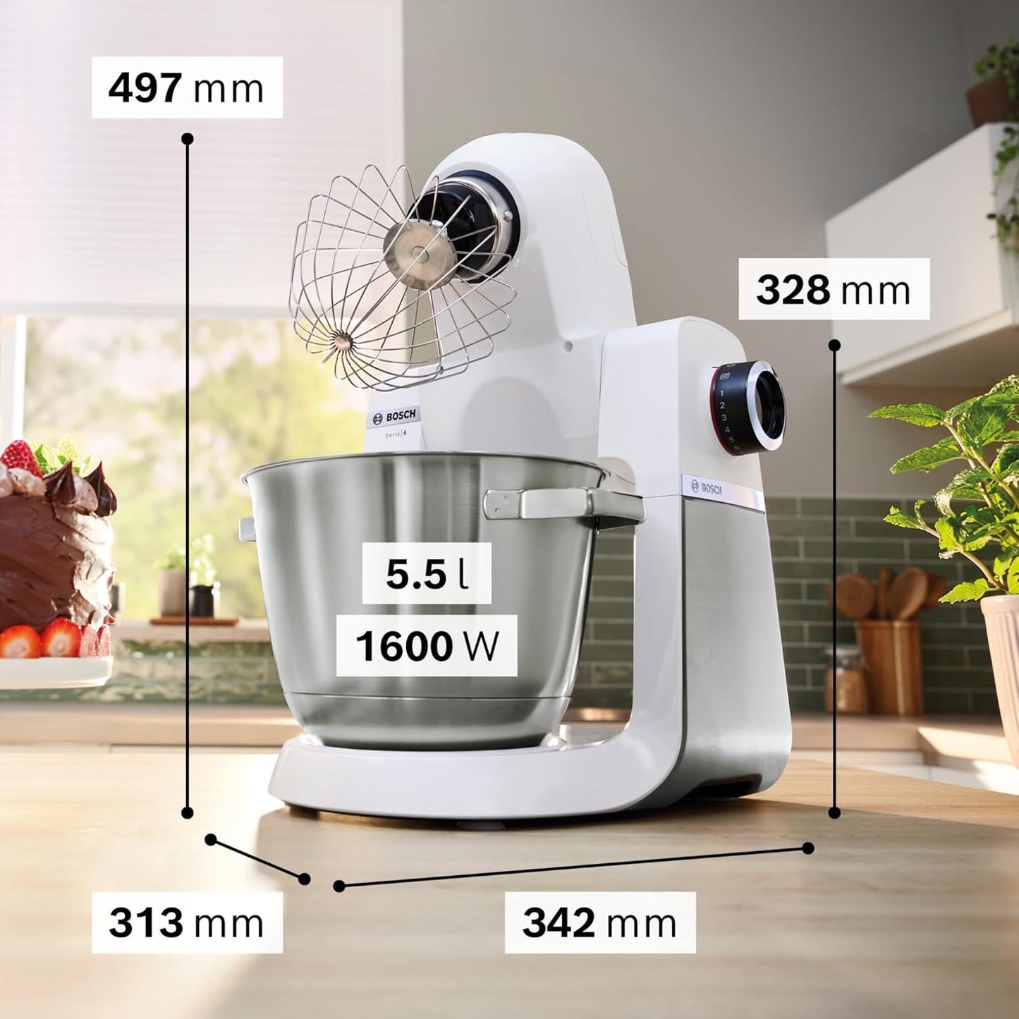 Küchenmaschine Serie 6 MUMS6EW13D, Durchlaufschnitzler Weiss