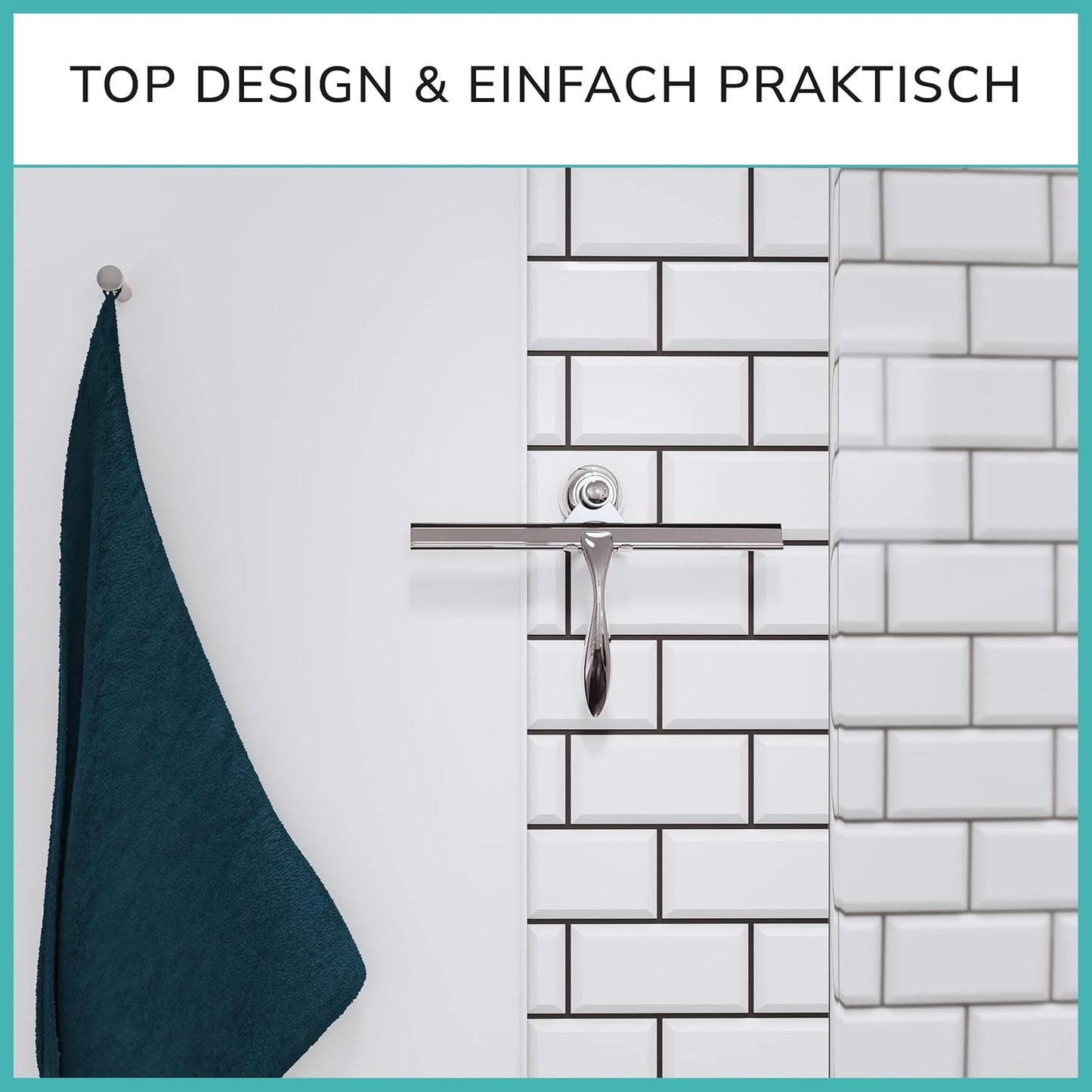 Extra breiter Duschabzieher mit Saugnapf, 30 cm