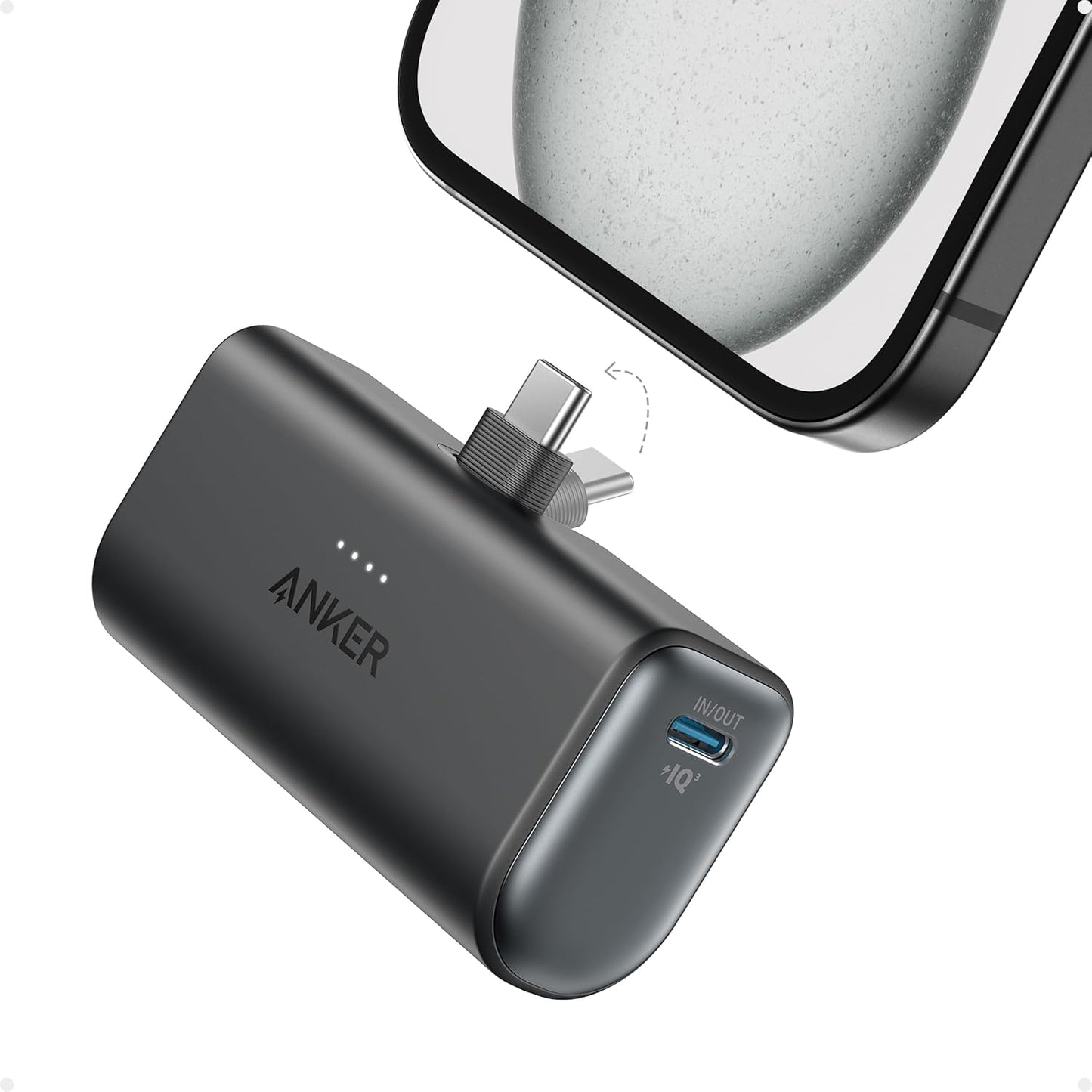 Powerbank mit USB-C Stecker, Schwarz