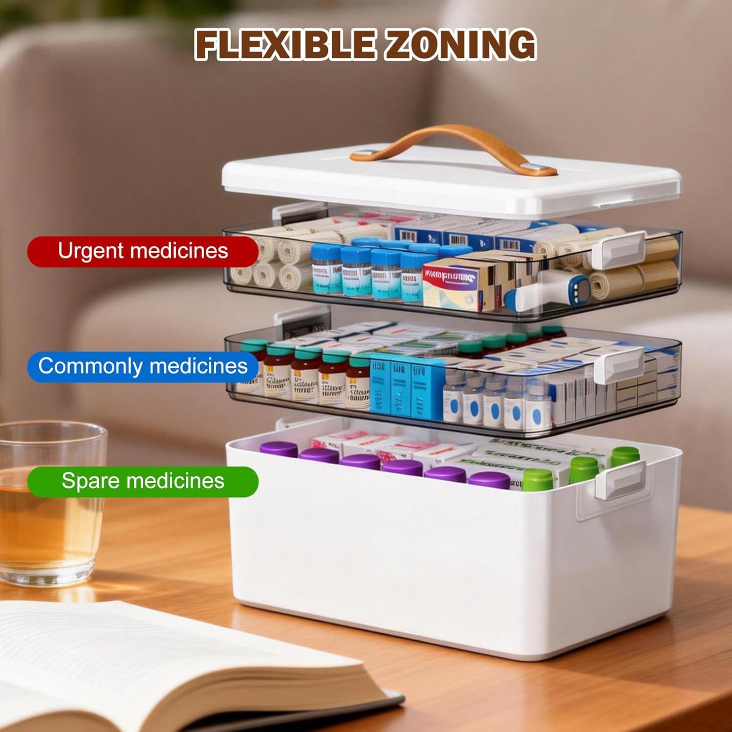 Medizinbox mit Griff, 3-stöckig