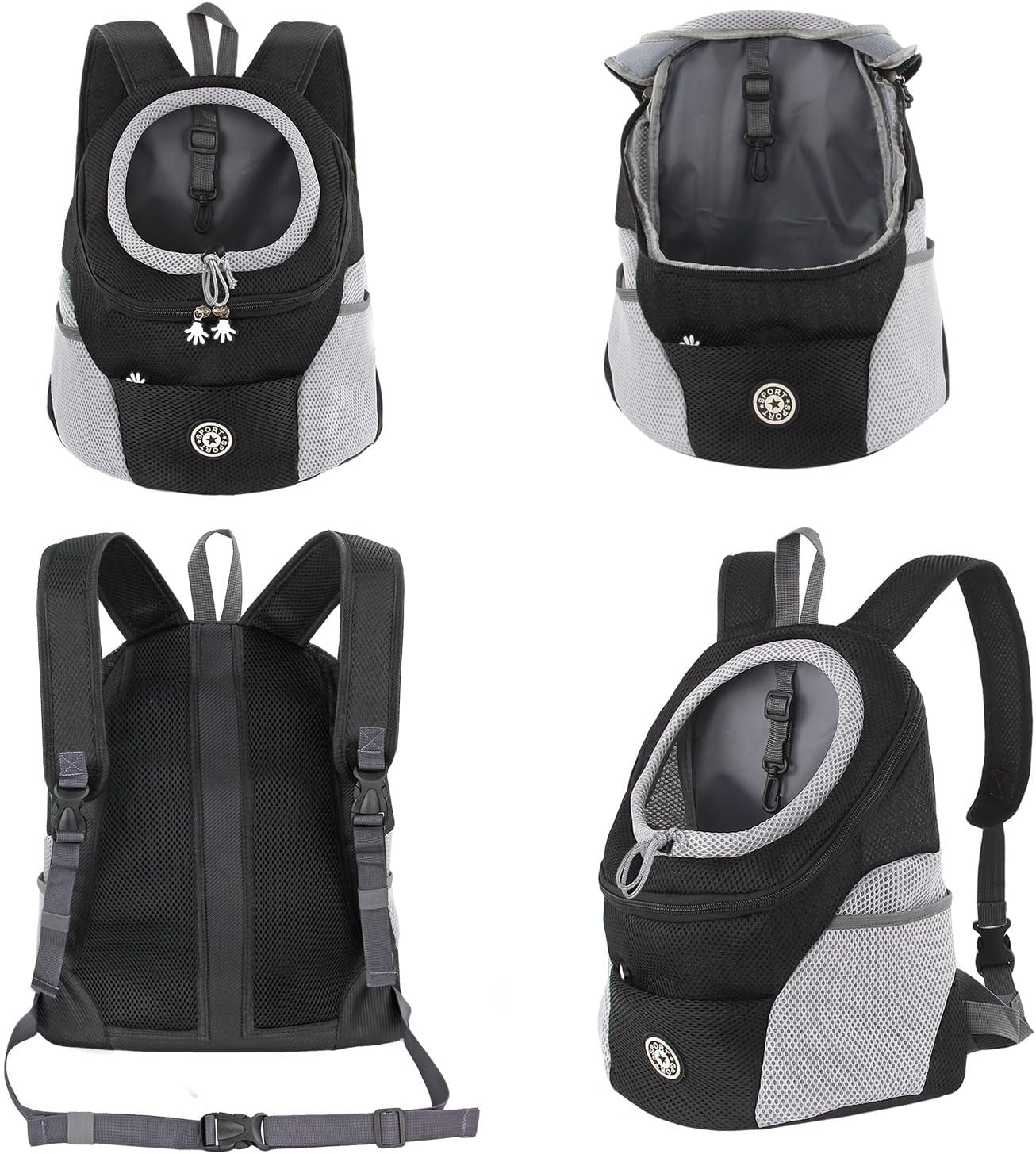 Hundetrage-Rucksack mit Head-Out-Design, S Schwarz