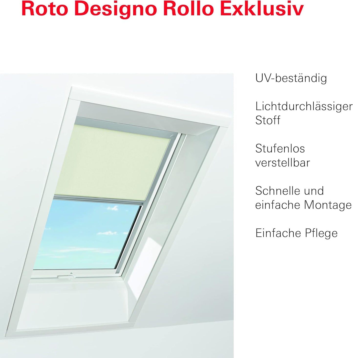 Tageslichtrollo für Roto Designo R6/R8 & Classic 64/84 Dachfenster, Hellbeige, Führungsschiene Silber, B46 x H98 cm