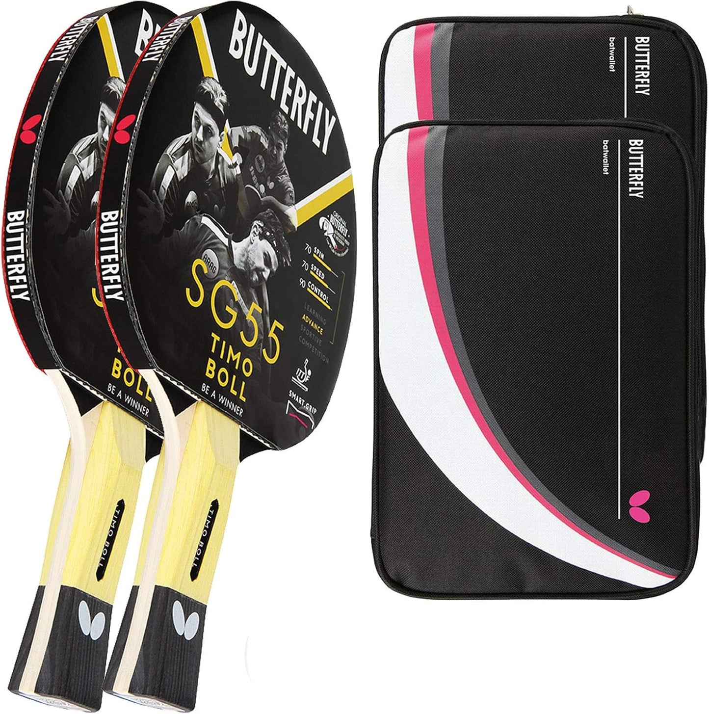 Tischtennisschläger Timo Boll SG55, Bundle mit 2 Case DC2 und 1 weiteren Racket