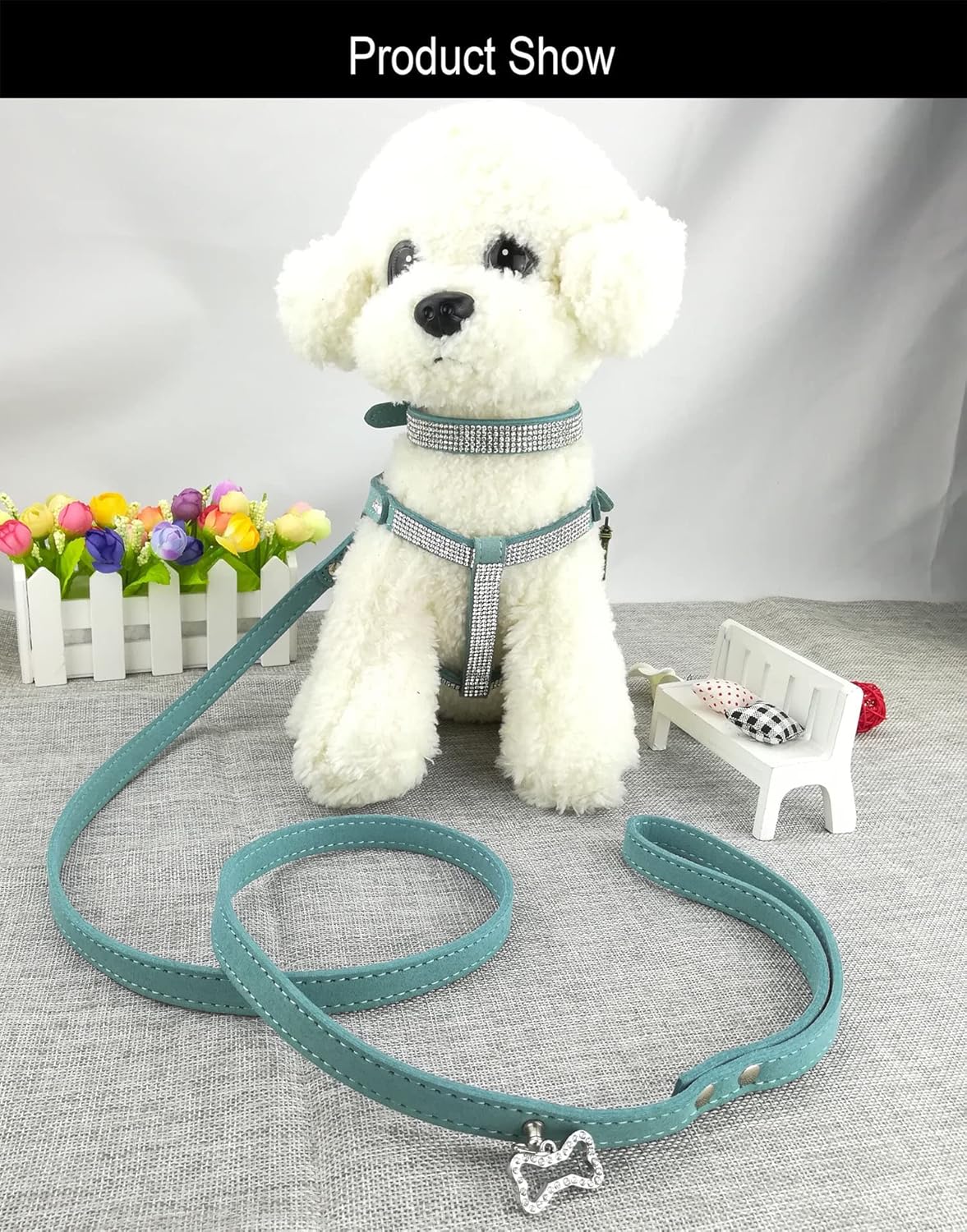Hundehalsband & Geschirr-Set mit Leine, XS Blau