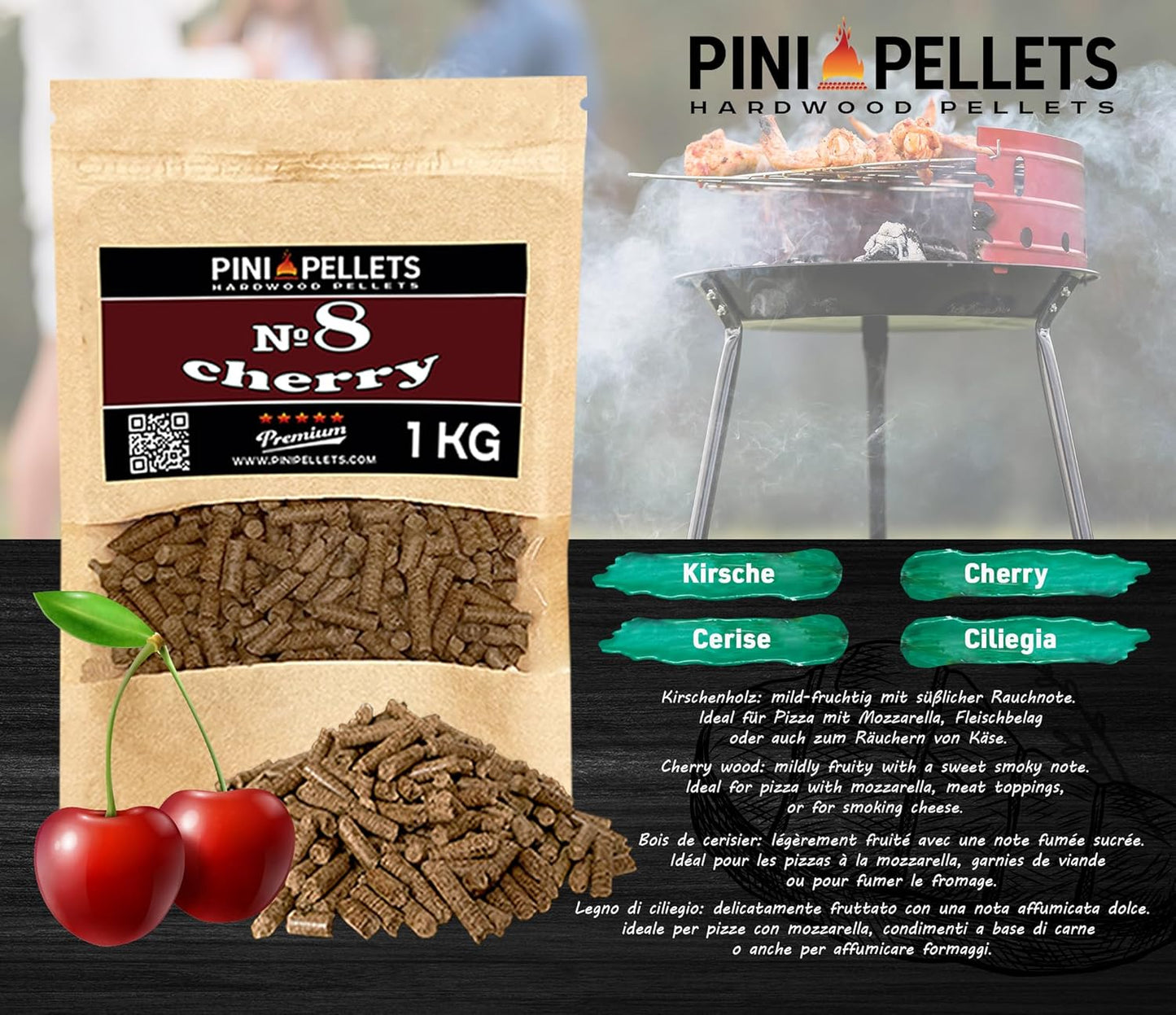 4-teiliges Naturholzpellets Set für Smoker