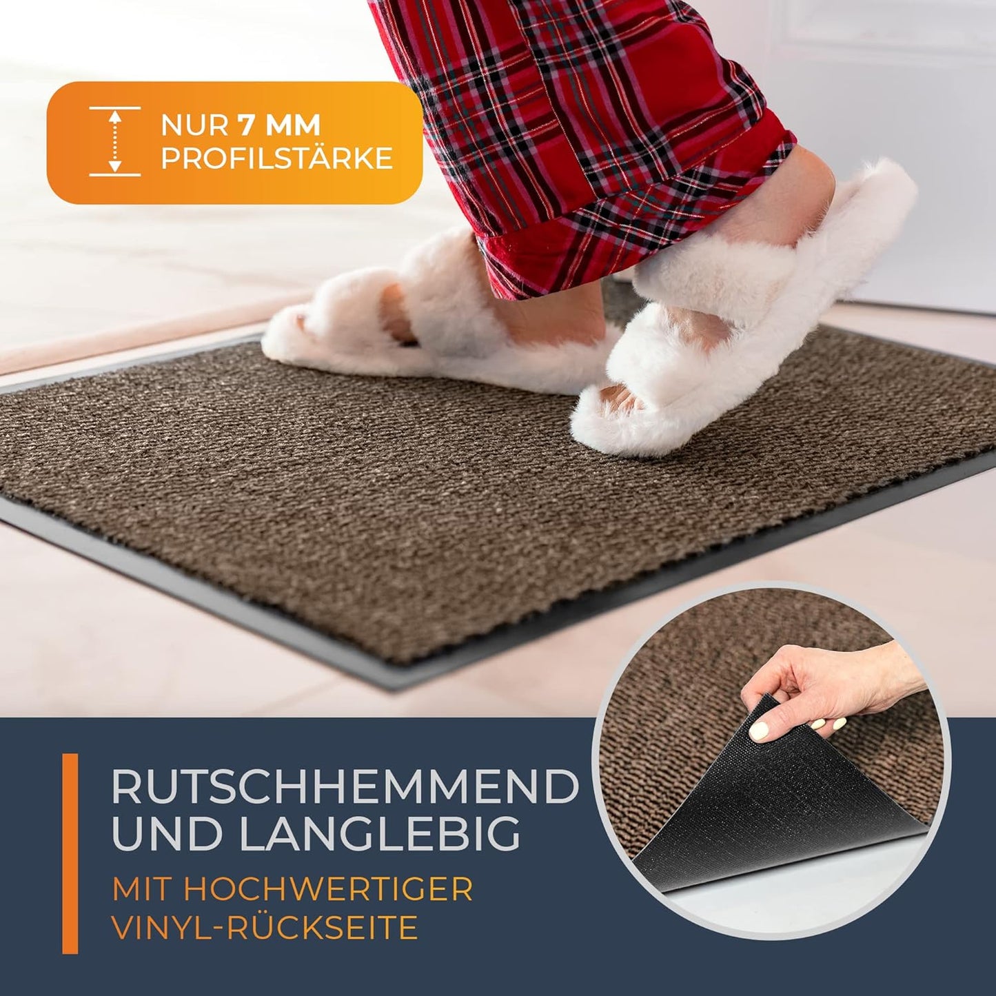 Schmutzfangmatte wasserdicht & waschbar, 60 x 90 cm, Beige, 90 x 60 cm (Rechteckig)