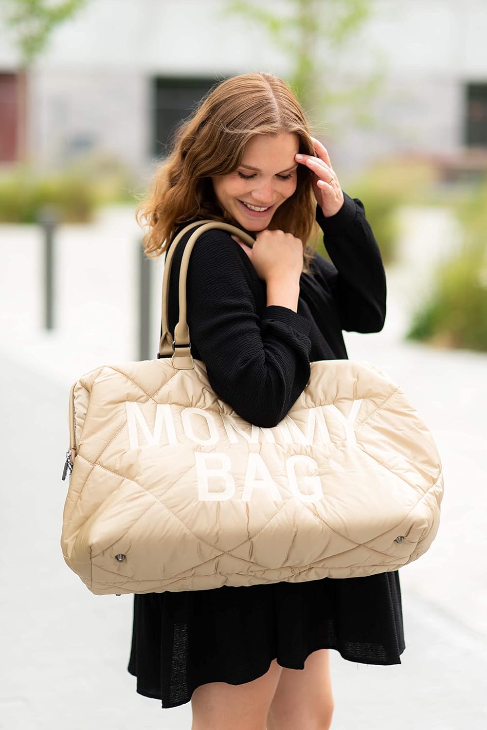 Mommy Bag Wickeltasche, Beige Gesteppt