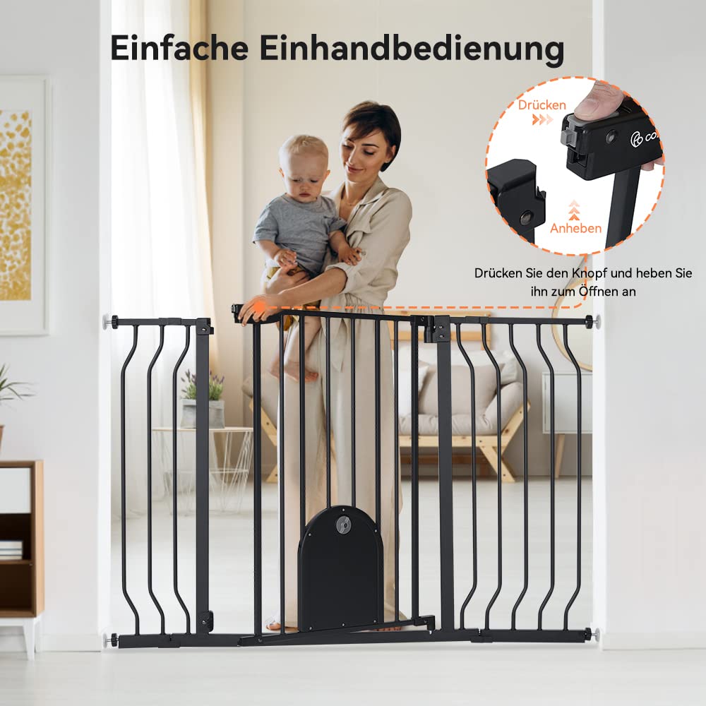 Türschutzgitter mit Katzenklappe, Schwarz