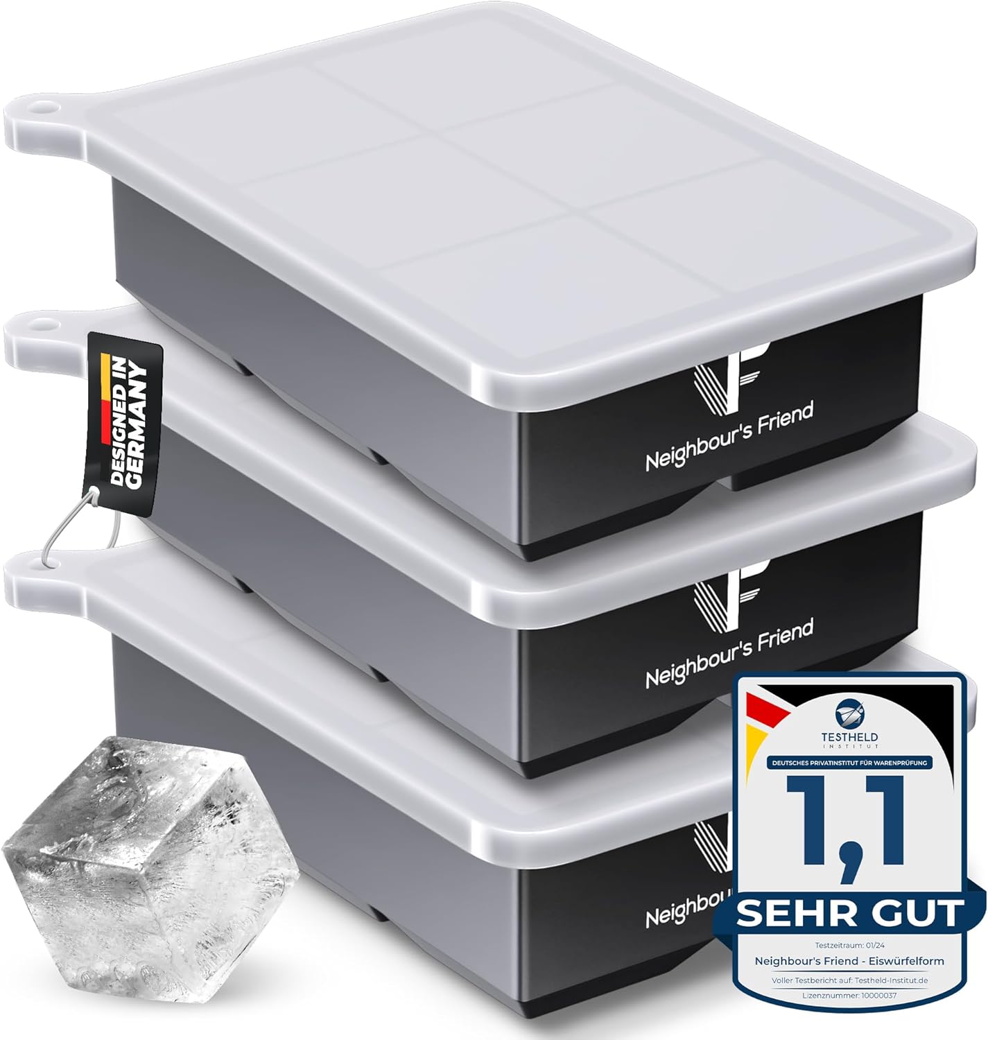 Eiswürfelform XXL-Set (3 Stück, spülmaschinenfest), 3x Eiswürfelform