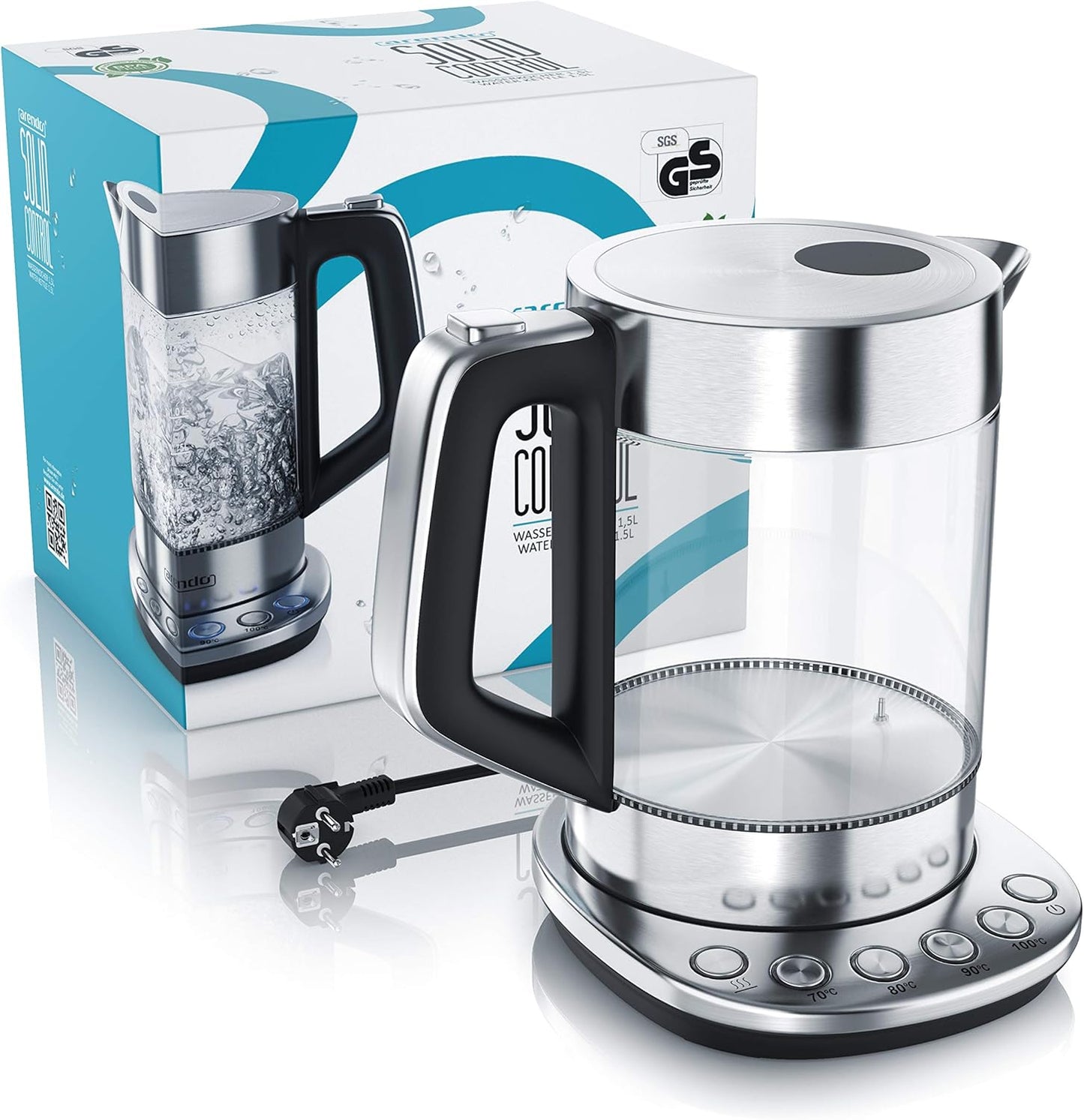 Glas-Wasserkocher mit Temperatureinstellung