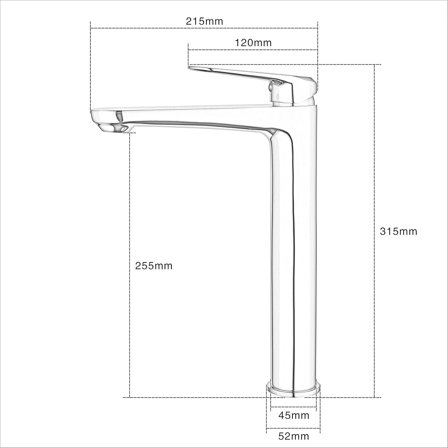 Wasserhahn-Mischbatterie für Waschbecken, Hoch Gebürstetes Nickel