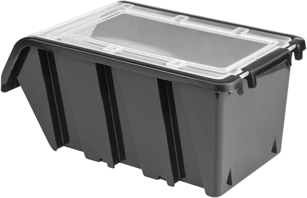 Stapelboxen-Lagersystem mit Wand, 60 Box Schwarz