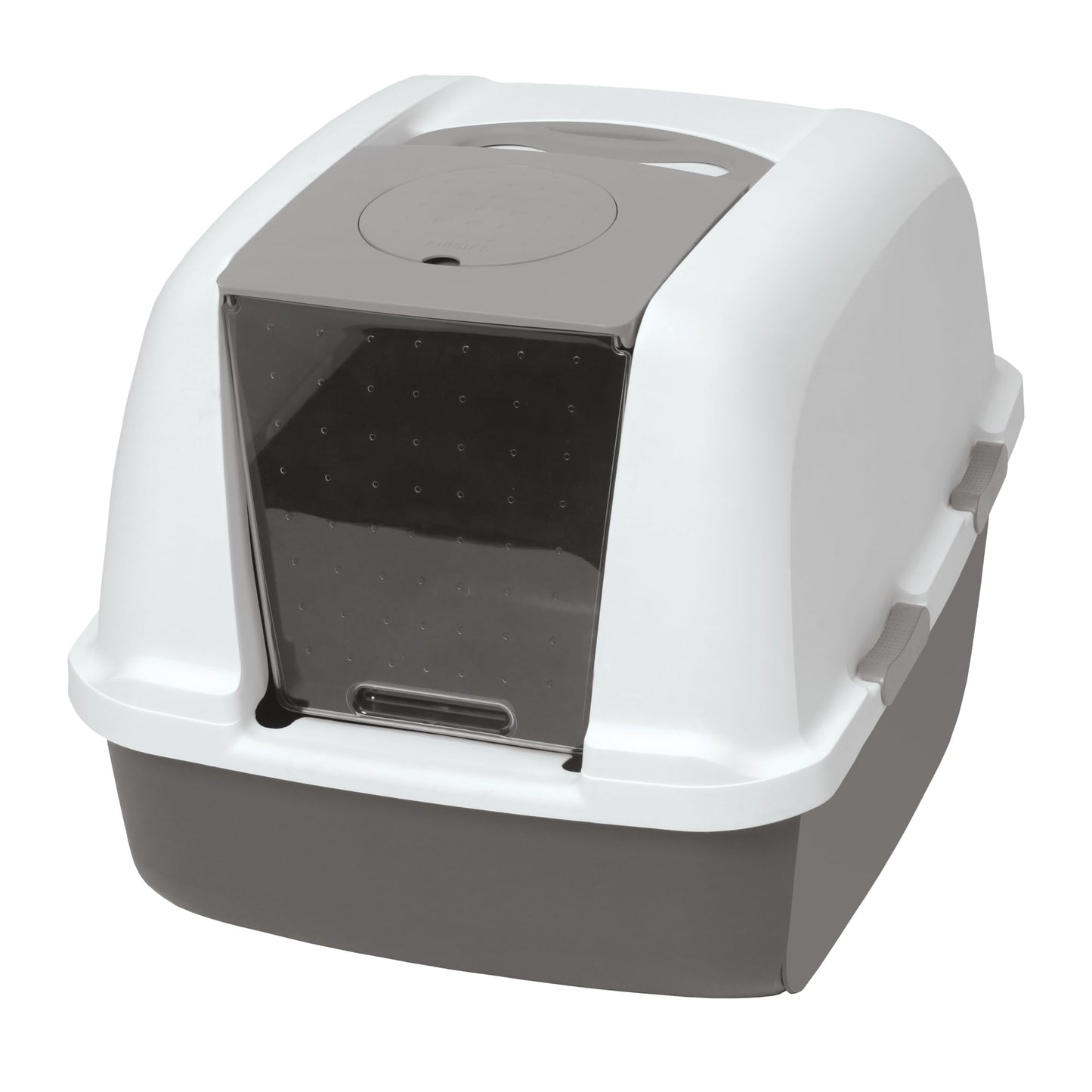 Jumbo Katzentoilette mit Abdeckung, Weiss/Grau 57 x 46 x 43 cm