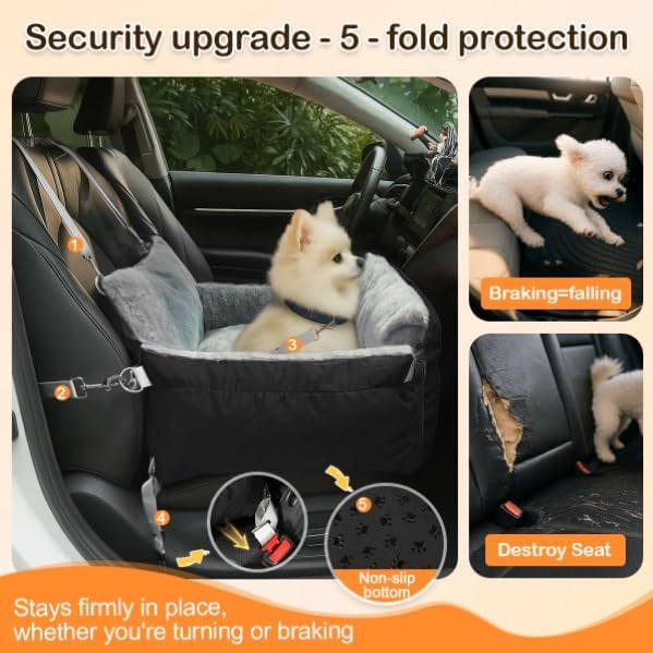 3-in-1 Autositz & Reisebett für kleine Hunde, 01-Schwarz