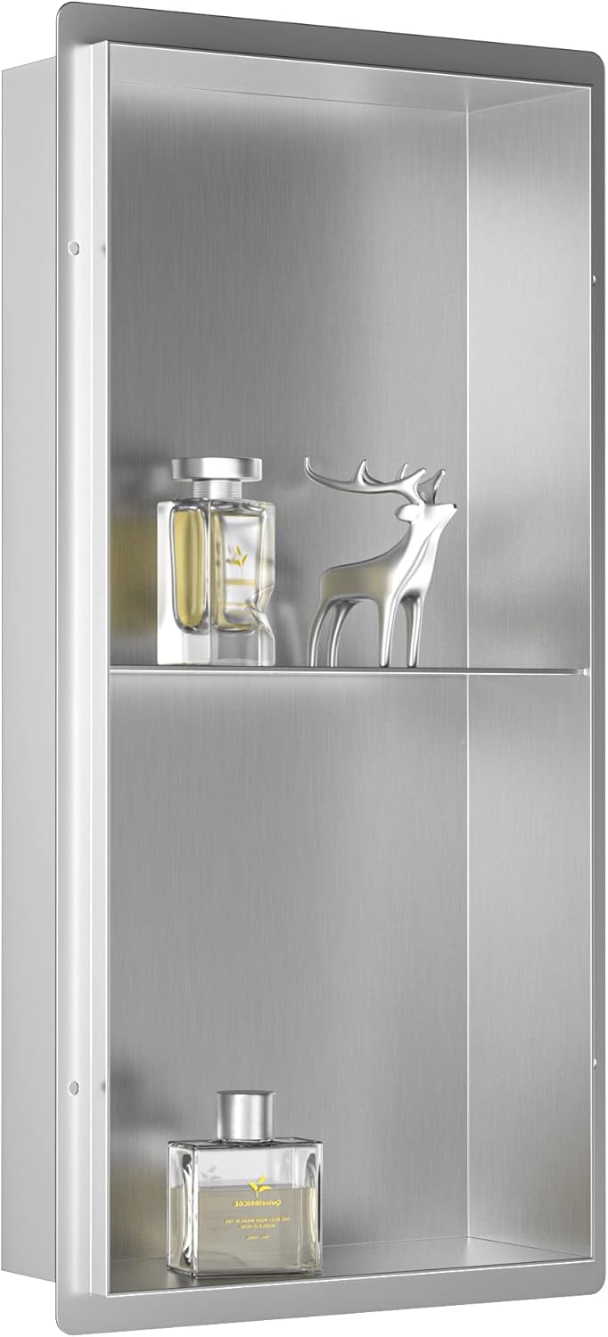 Duschnische mit Doppelregalen, Silber