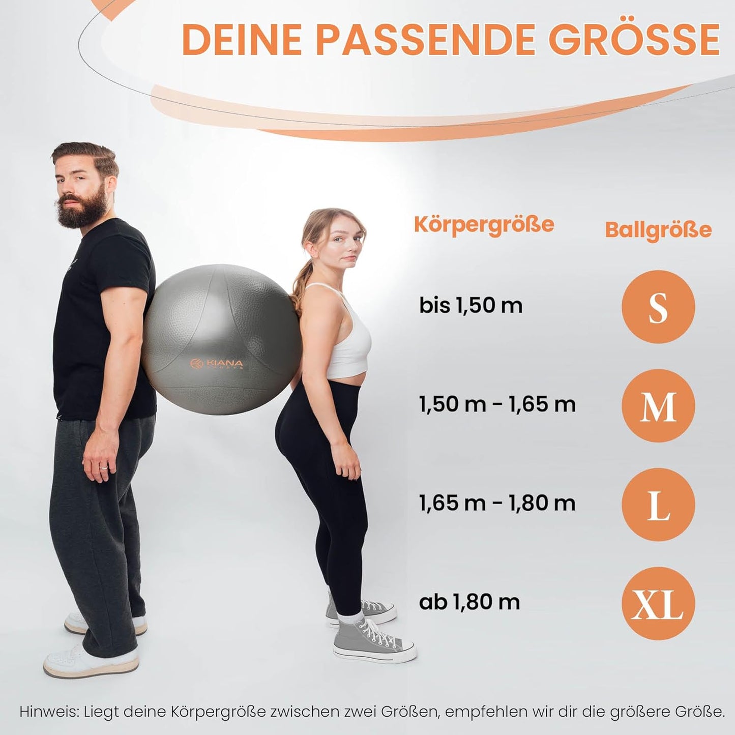 Gymnastik- und Sitzball mit Noppen (inkl. Pumpe), Dunkelgrau S (für Körpergröße bis 150 cm)
