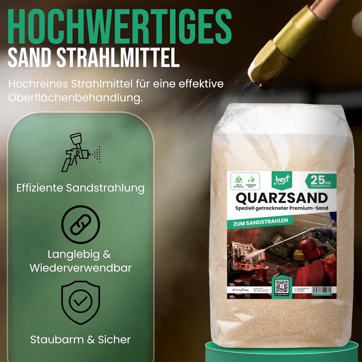 Sandstrahlgranulat Quarzsand 25kg (0,1-0,4 mm), 0,1-0,4