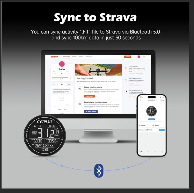 Fahrradcomputer GPS mit ANT+ und Bluetooth 5.0, M2