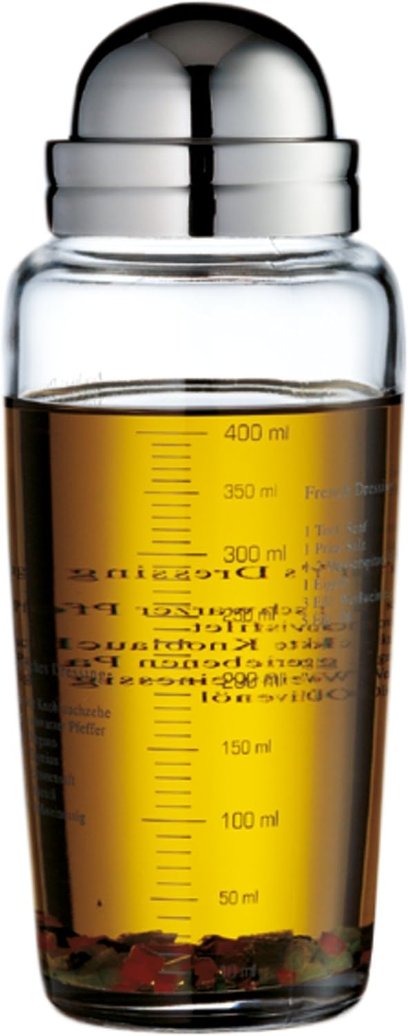 Salat Dressingshaker Mixer für Salatsauce 400ml Glasbehälter Messkala 5 Rezepte