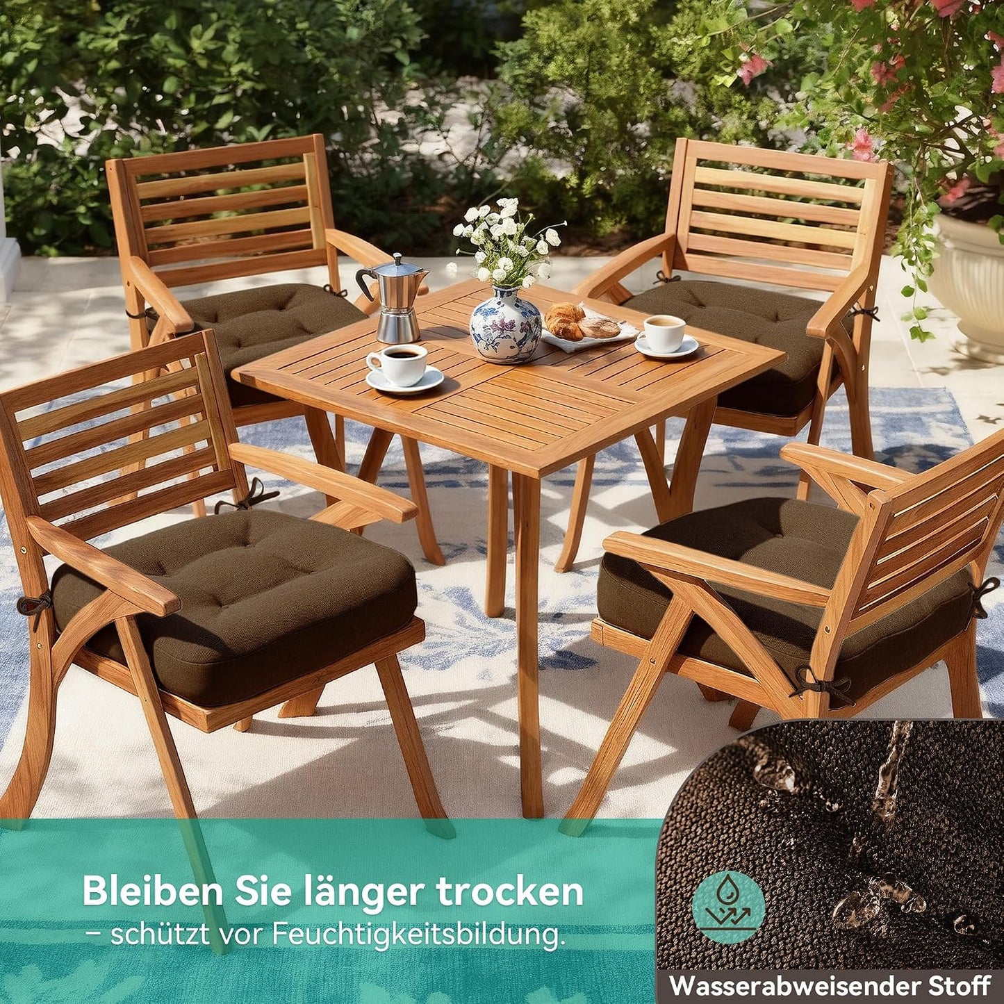 6er-Pack Sitzkissen für Stühle, Braun 6er Pack